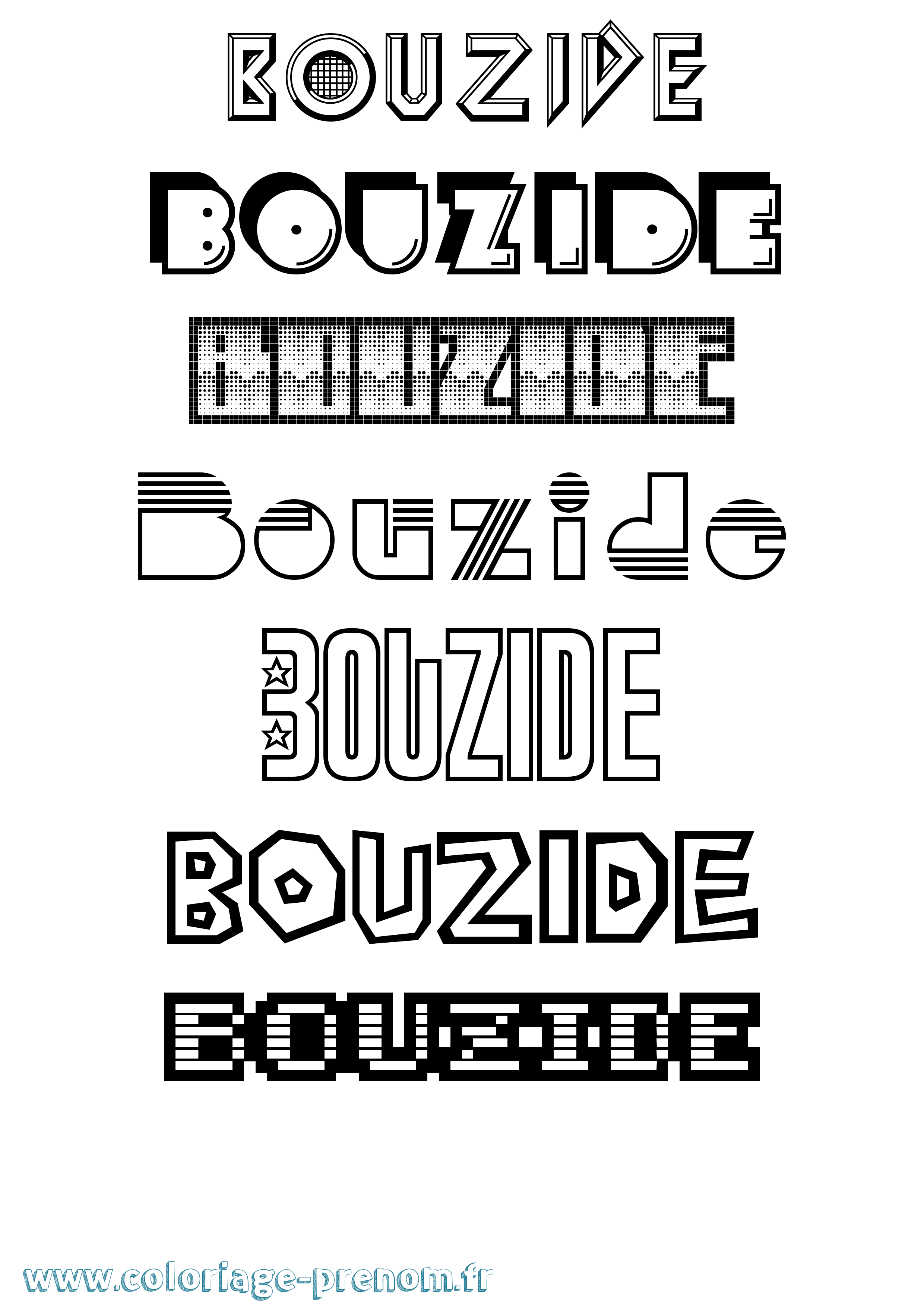 Coloriage Bouzide Jeux Vidéos Coloriage prénom Bouzide Jeux Vidéos
