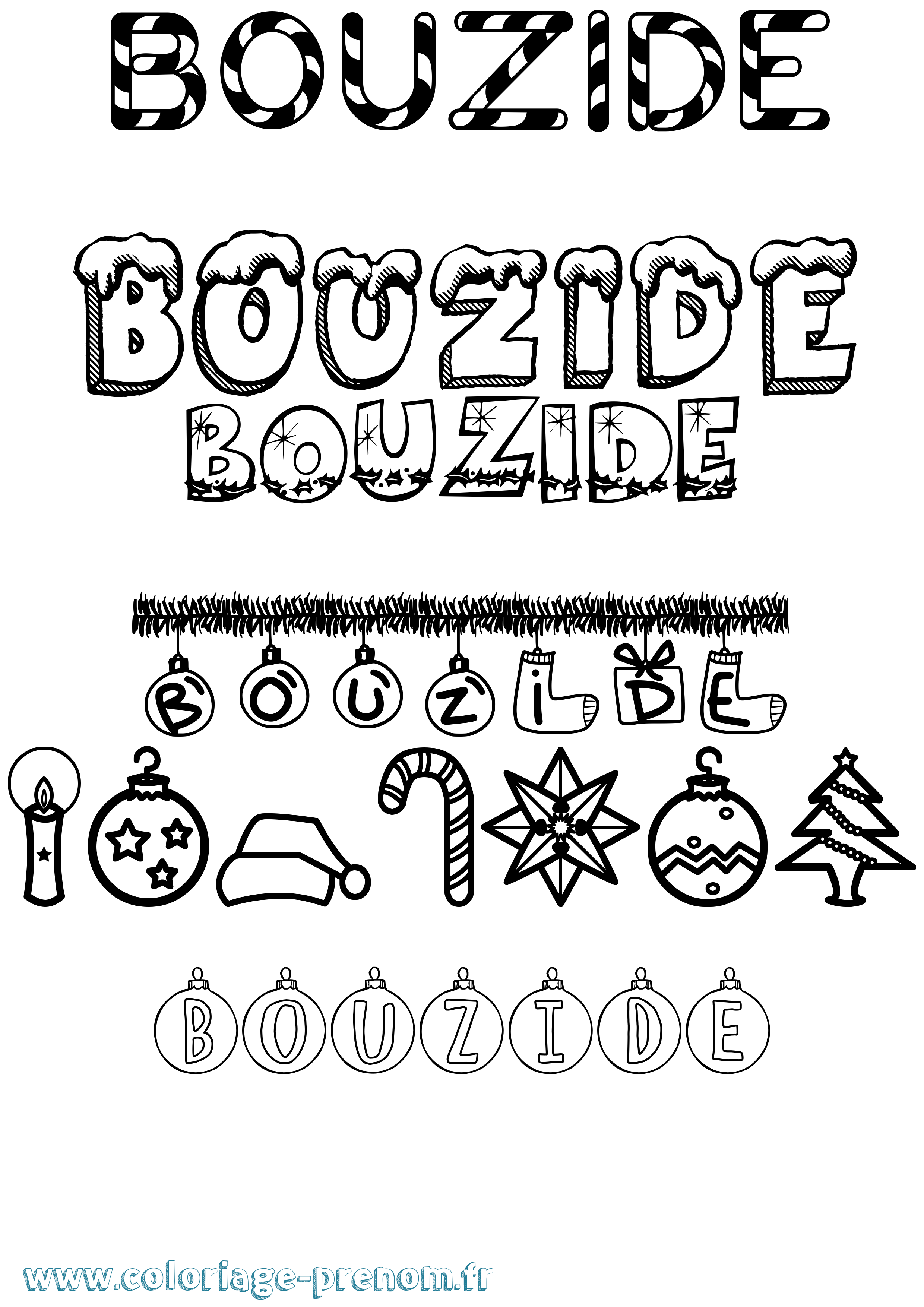 Coloriage Bouzide Noël Coloriage prénom Bouzide Noël