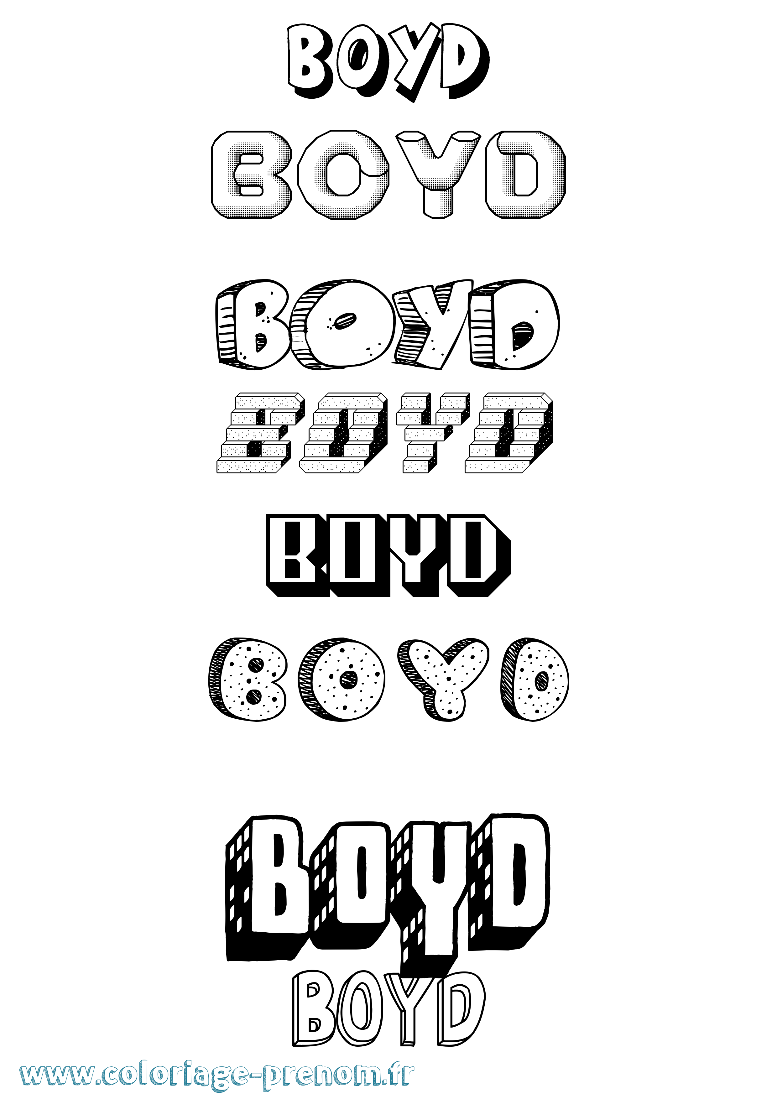 Coloriage Boyd Effet 3D Coloriage prénom Boyd Effet 3D