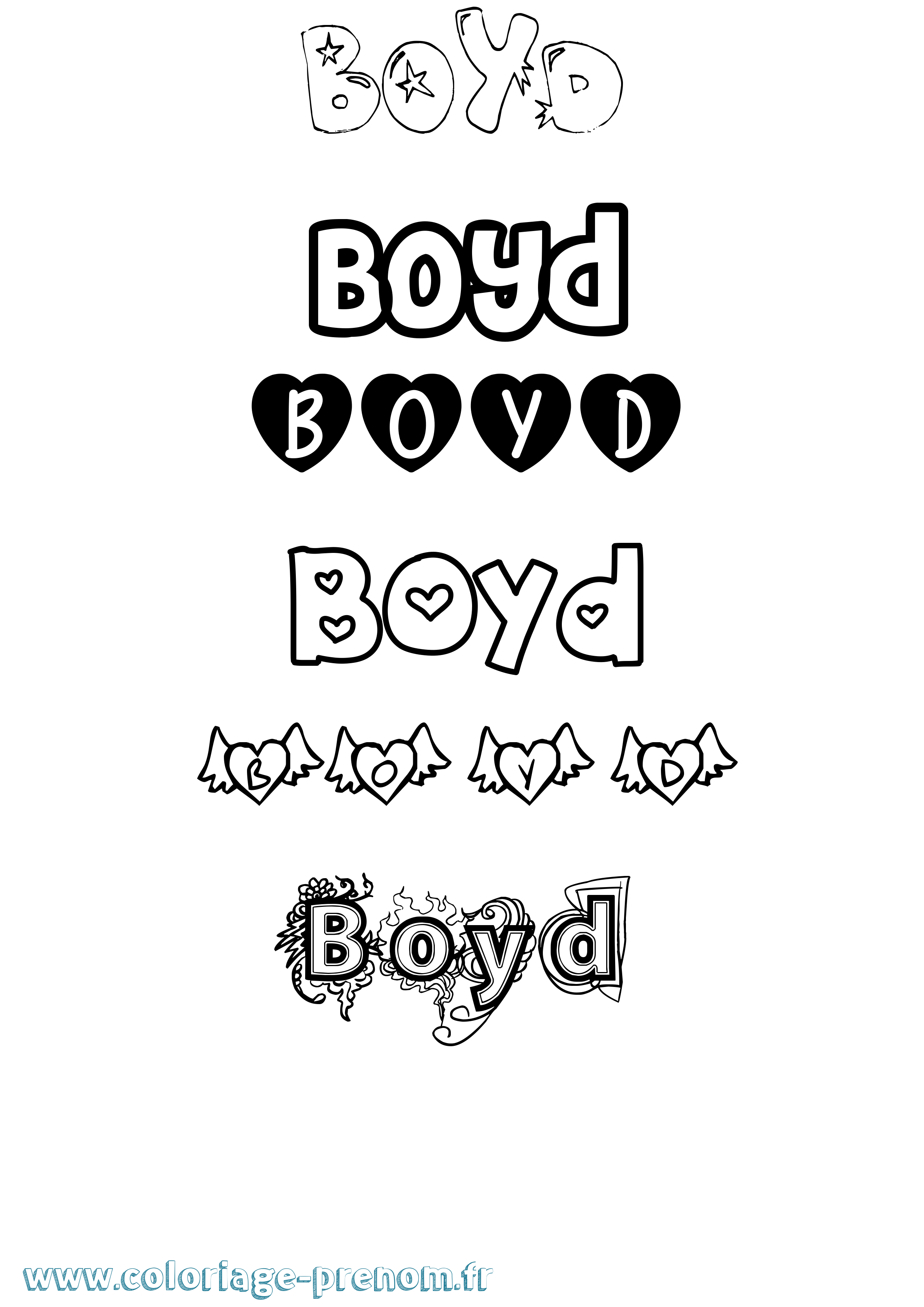 Coloriage Boyd Girly Coloriage prénom Boyd Girly