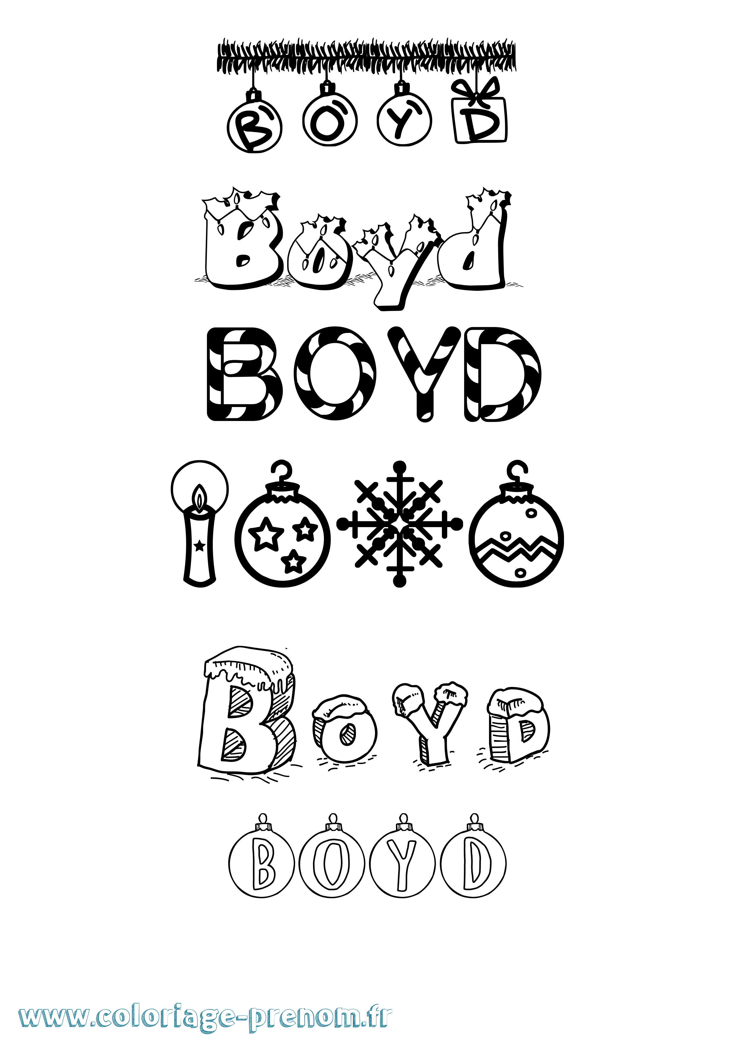 Coloriage Boyd Noël Coloriage prénom Boyd Noël