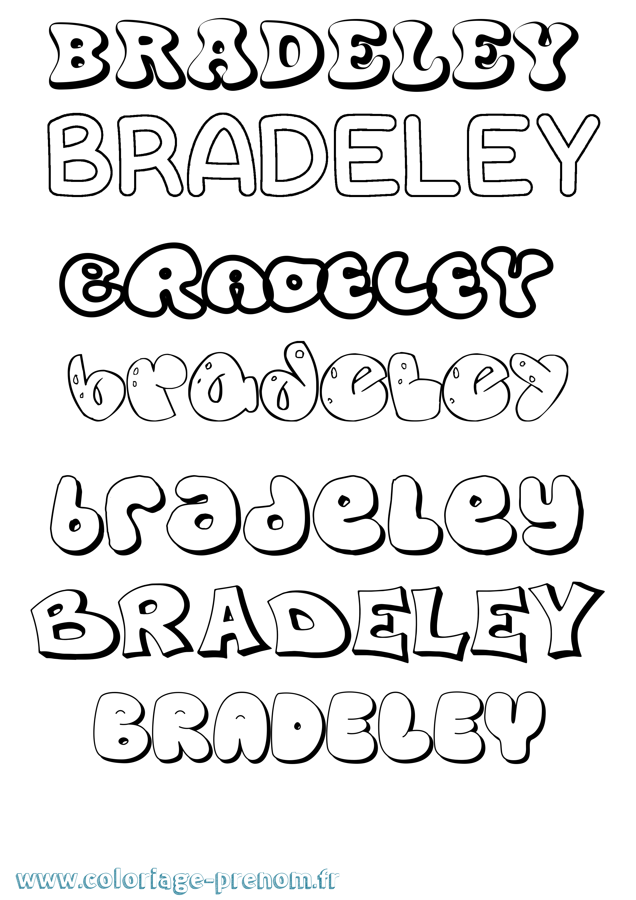 Coloriage Bradeley Bubble Coloriage prénom Bradeley Bubble