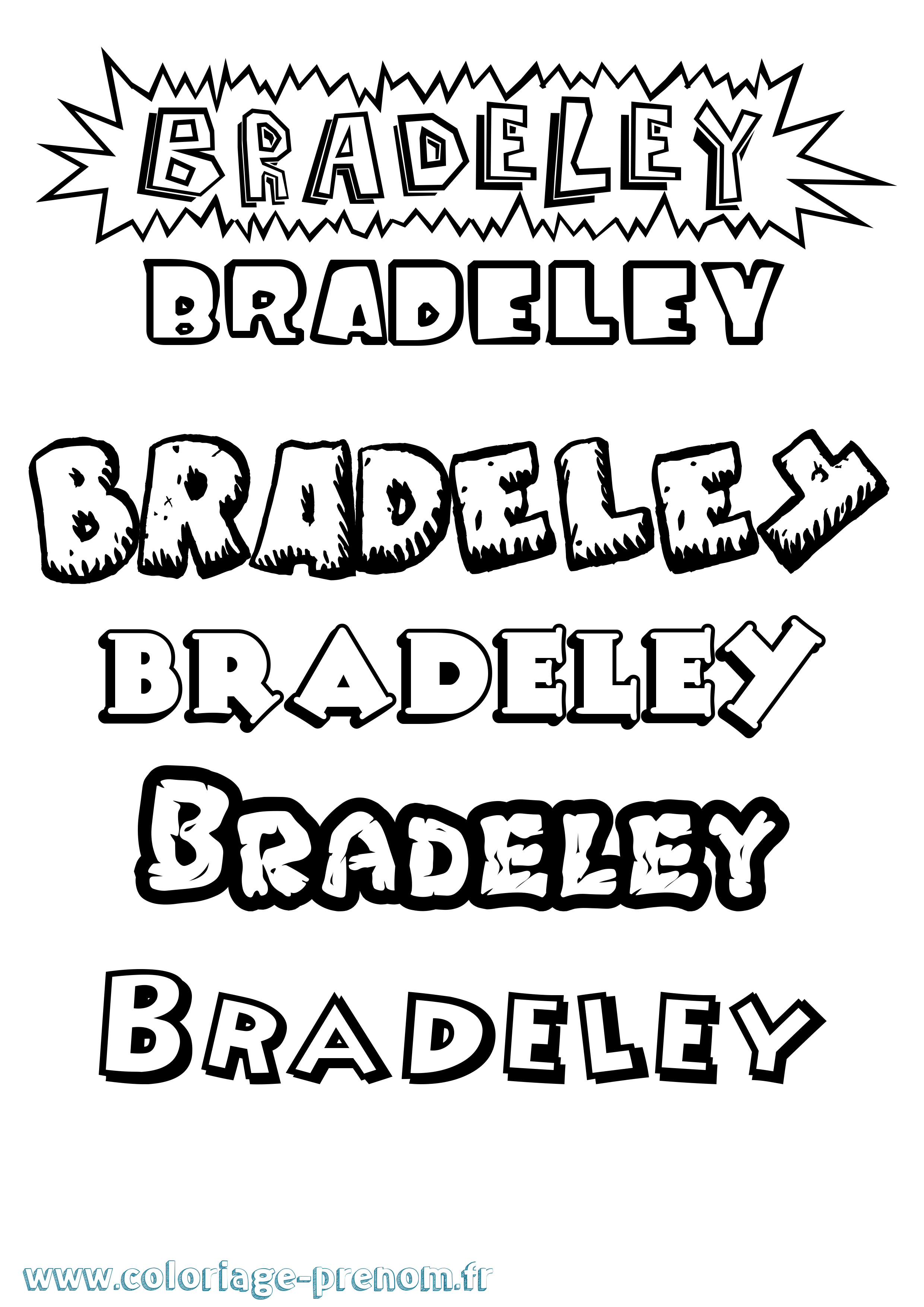Coloriage Bradeley Dessin Animé Coloriage prénom Bradeley Dessin Animé