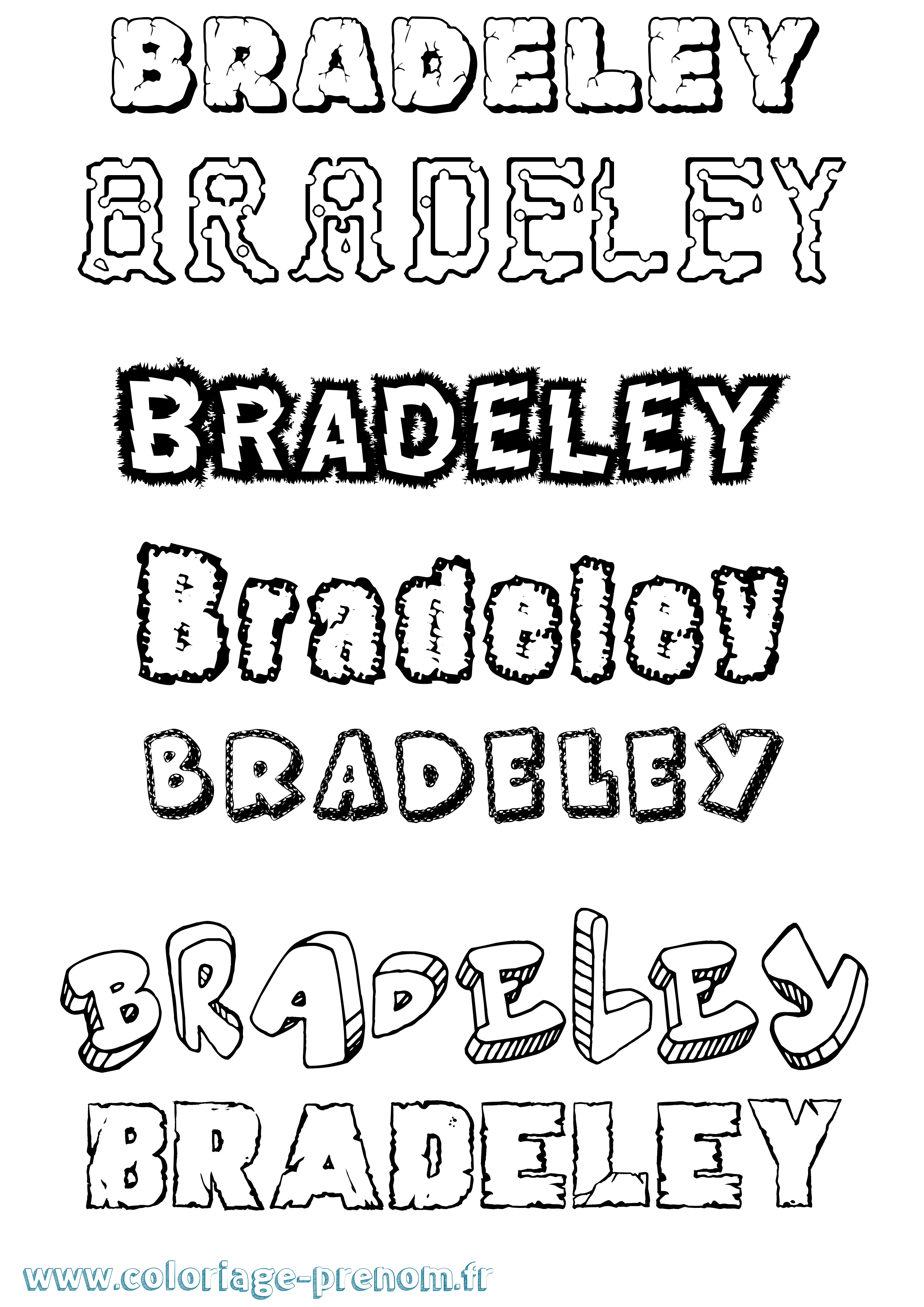 Coloriage Bradeley Destructuré Coloriage prénom Bradeley Destructuré
