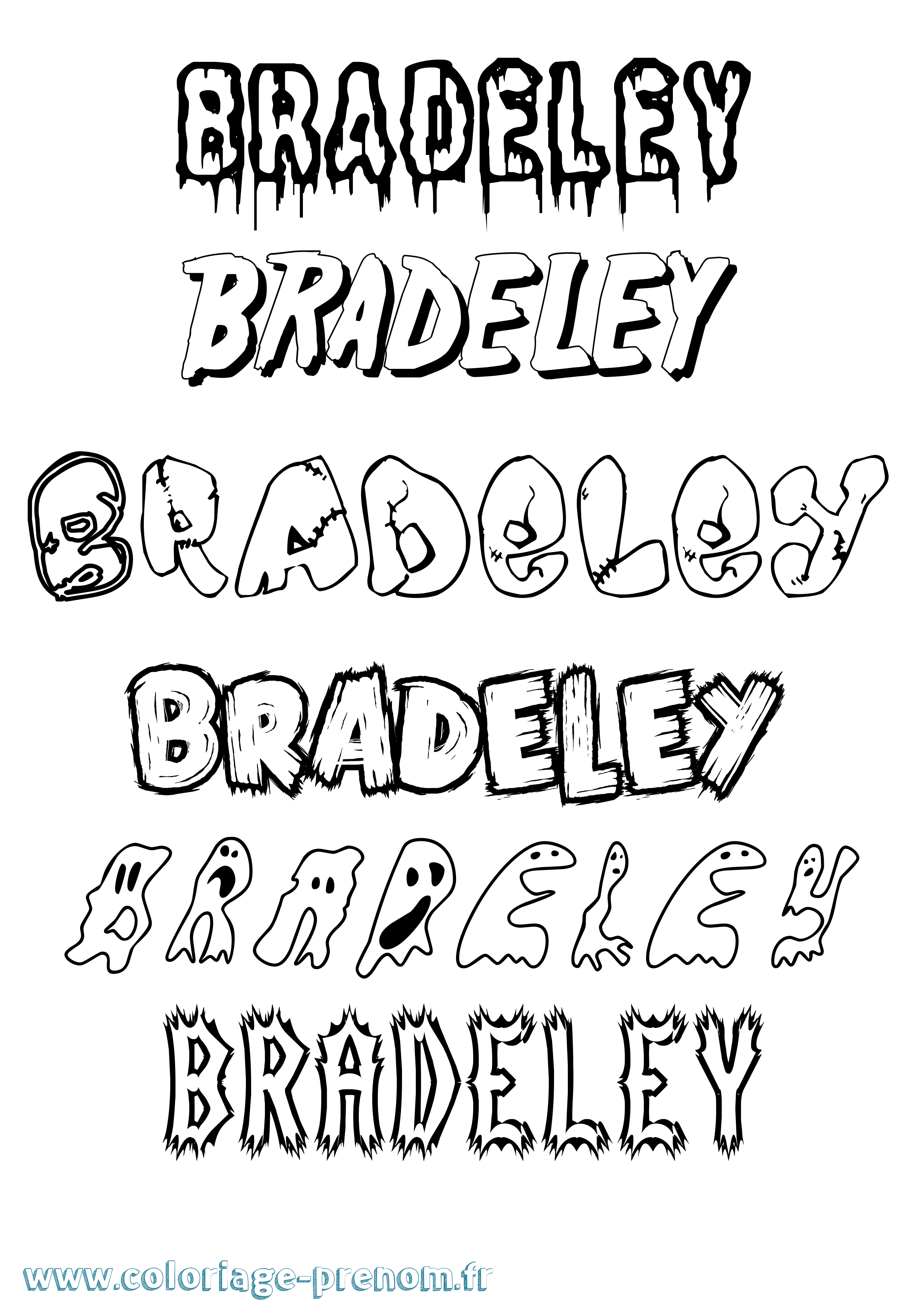 Coloriage Bradeley Frisson Coloriage prénom Bradeley Frisson