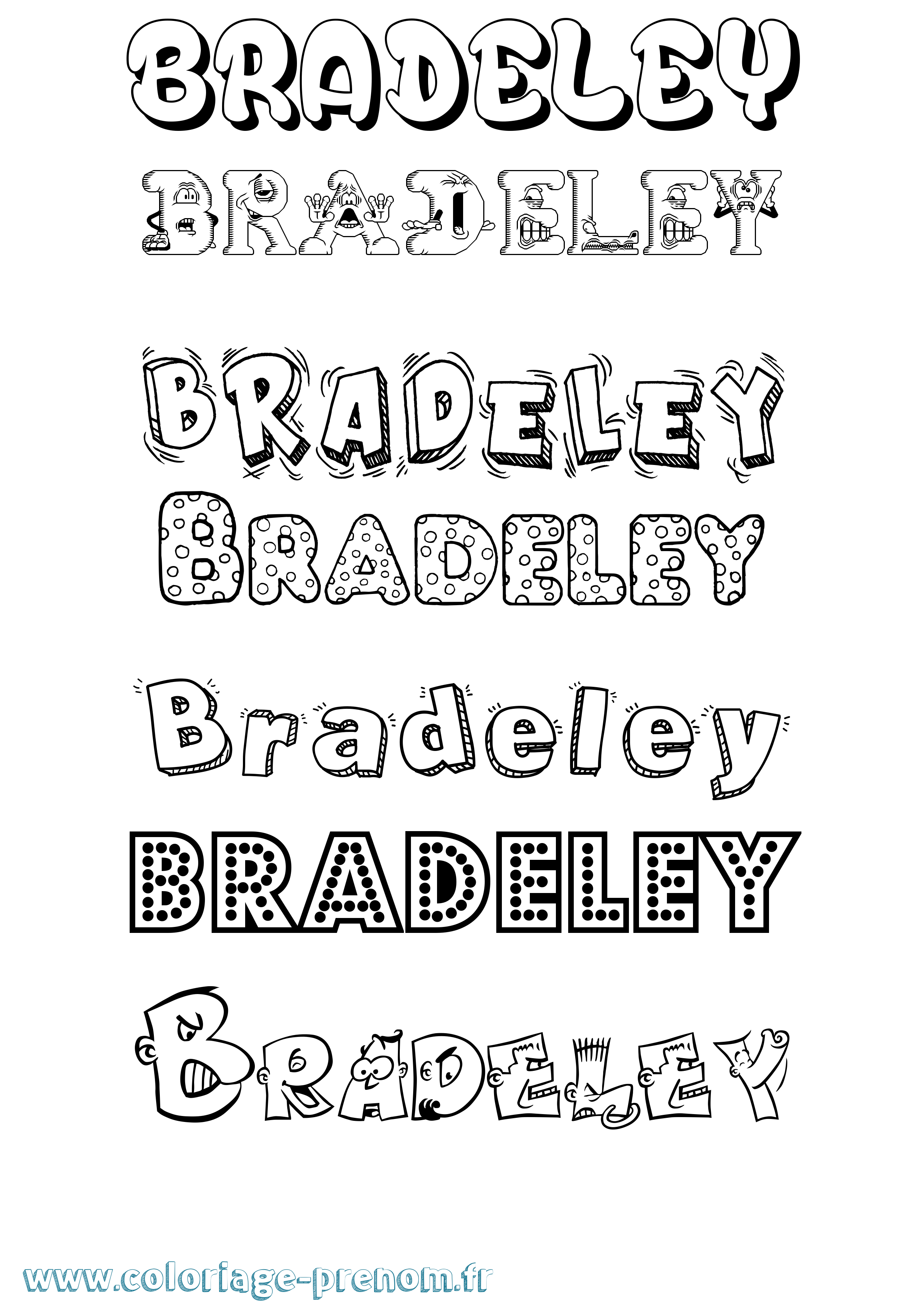 Coloriage Bradeley Fun Coloriage prénom Bradeley Fun