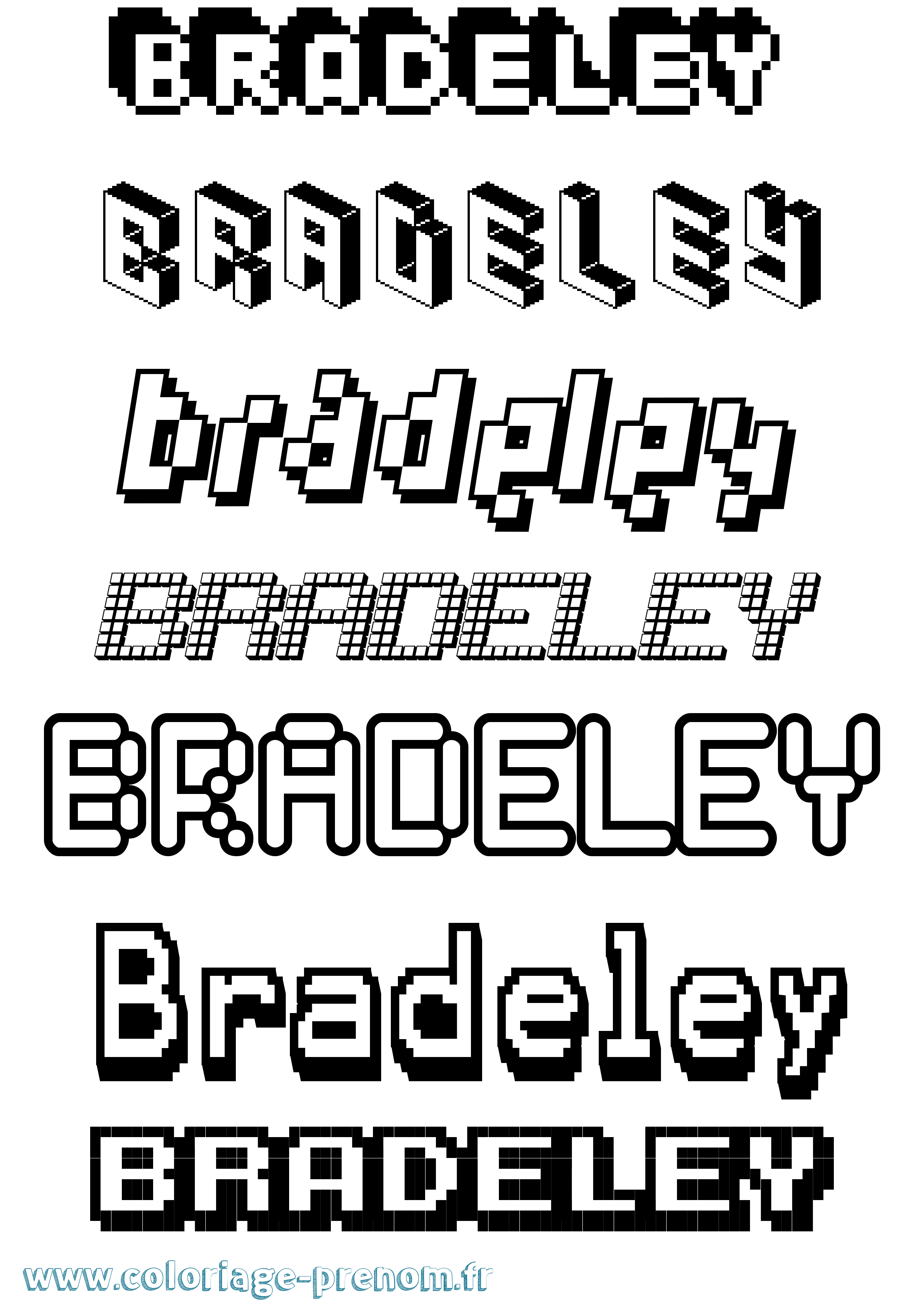 Coloriage Bradeley Pixel Coloriage prénom Bradeley Pixel