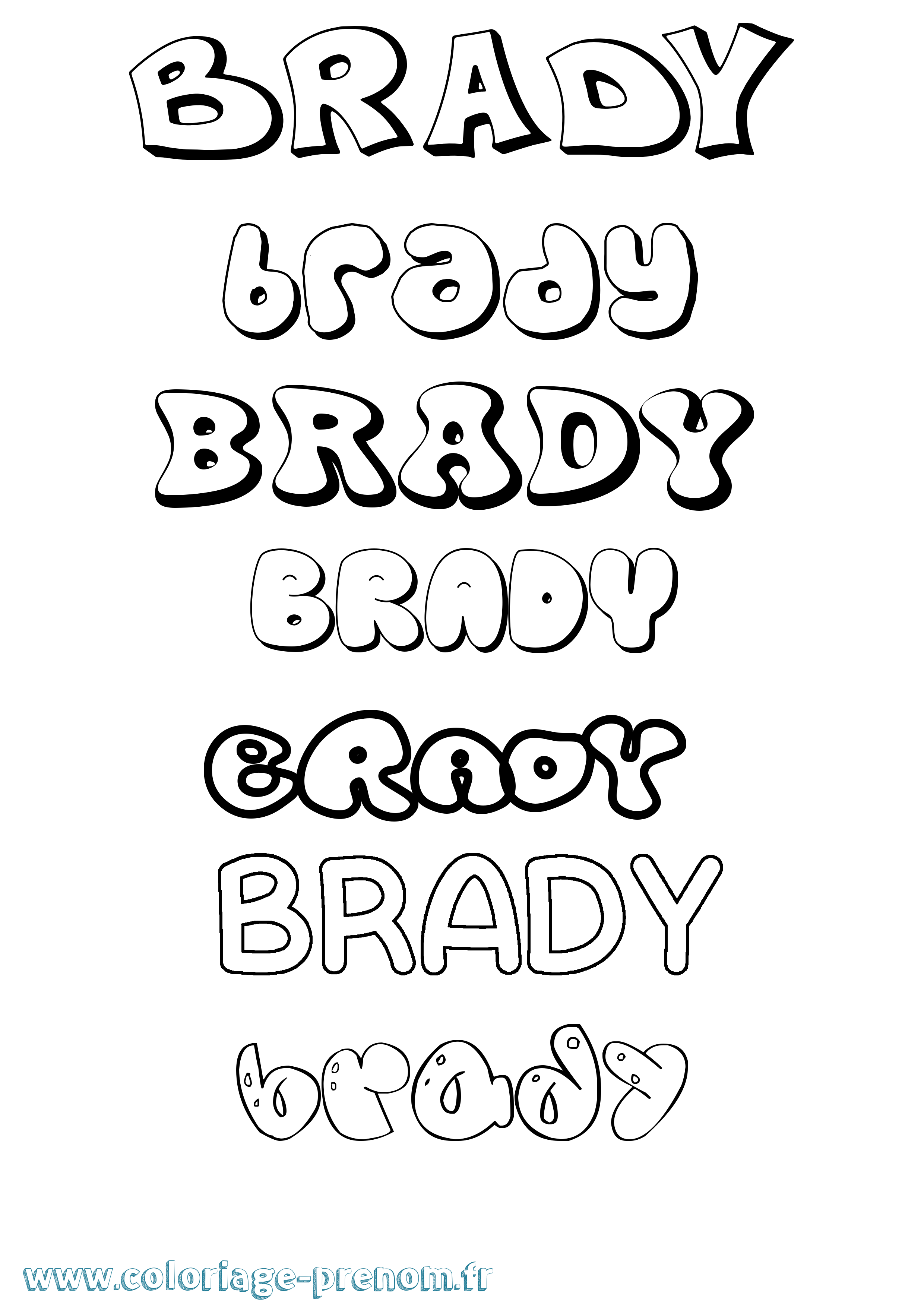 Coloriage Brady Bubble Coloriage prénom Brady Bubble