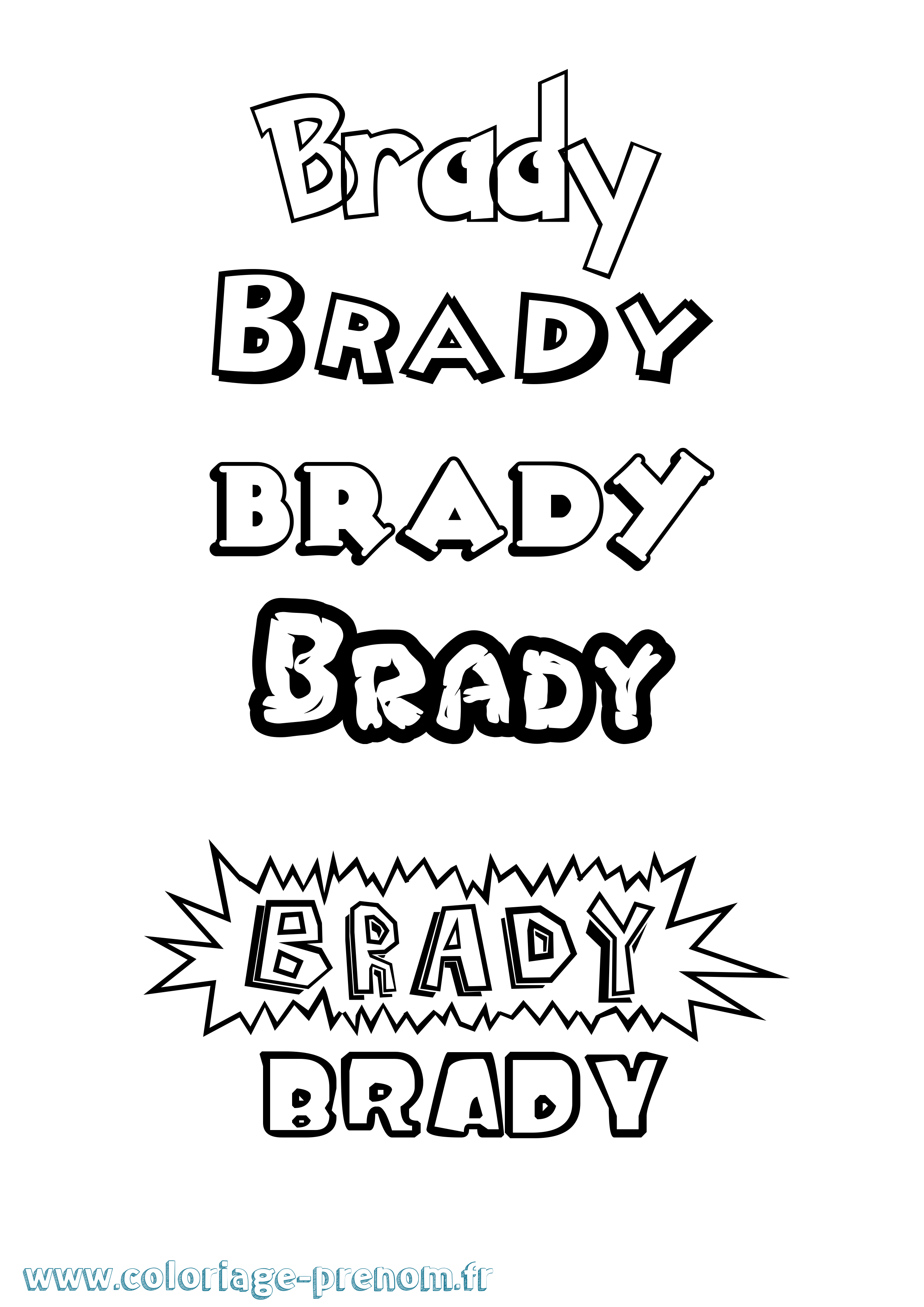 Coloriage Brady Dessin Animé Coloriage prénom Brady Dessin Animé