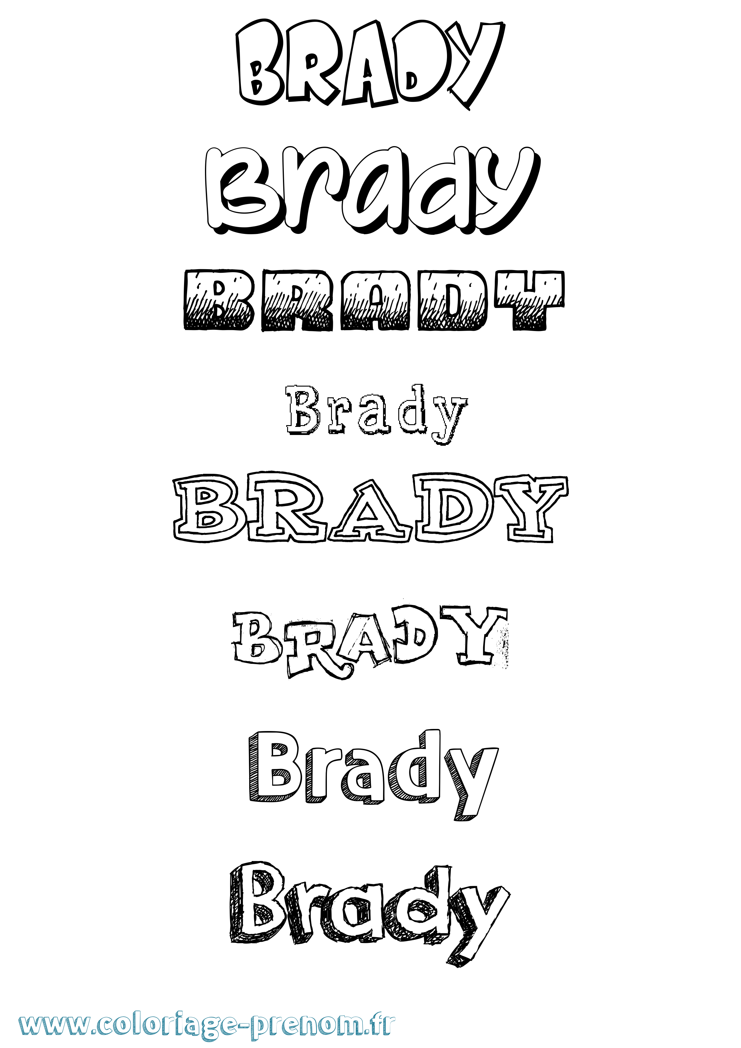 Coloriage Brady Dessiné Coloriage prénom Brady Dessiné