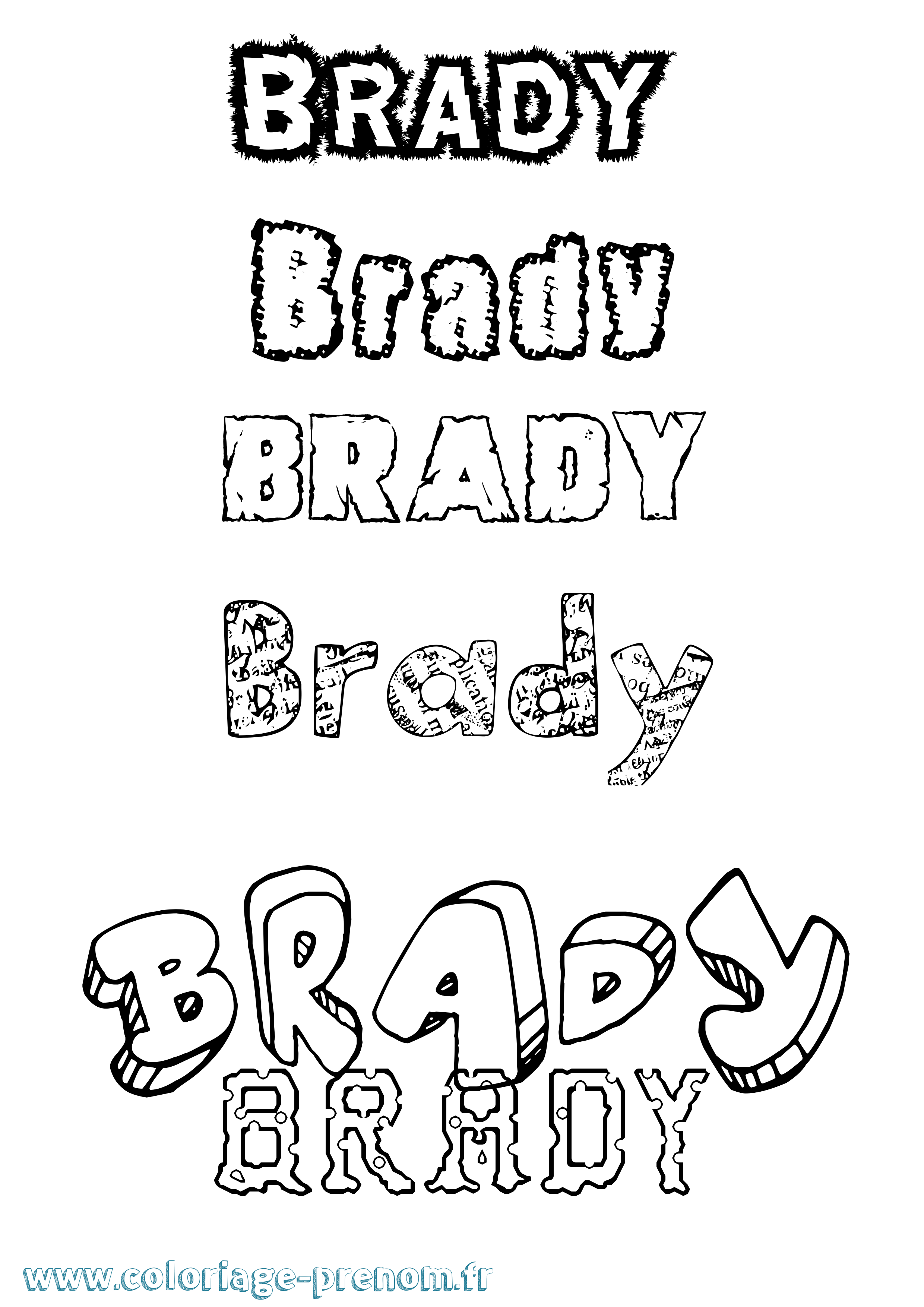 Coloriage Brady Destructuré Coloriage prénom Brady Destructuré