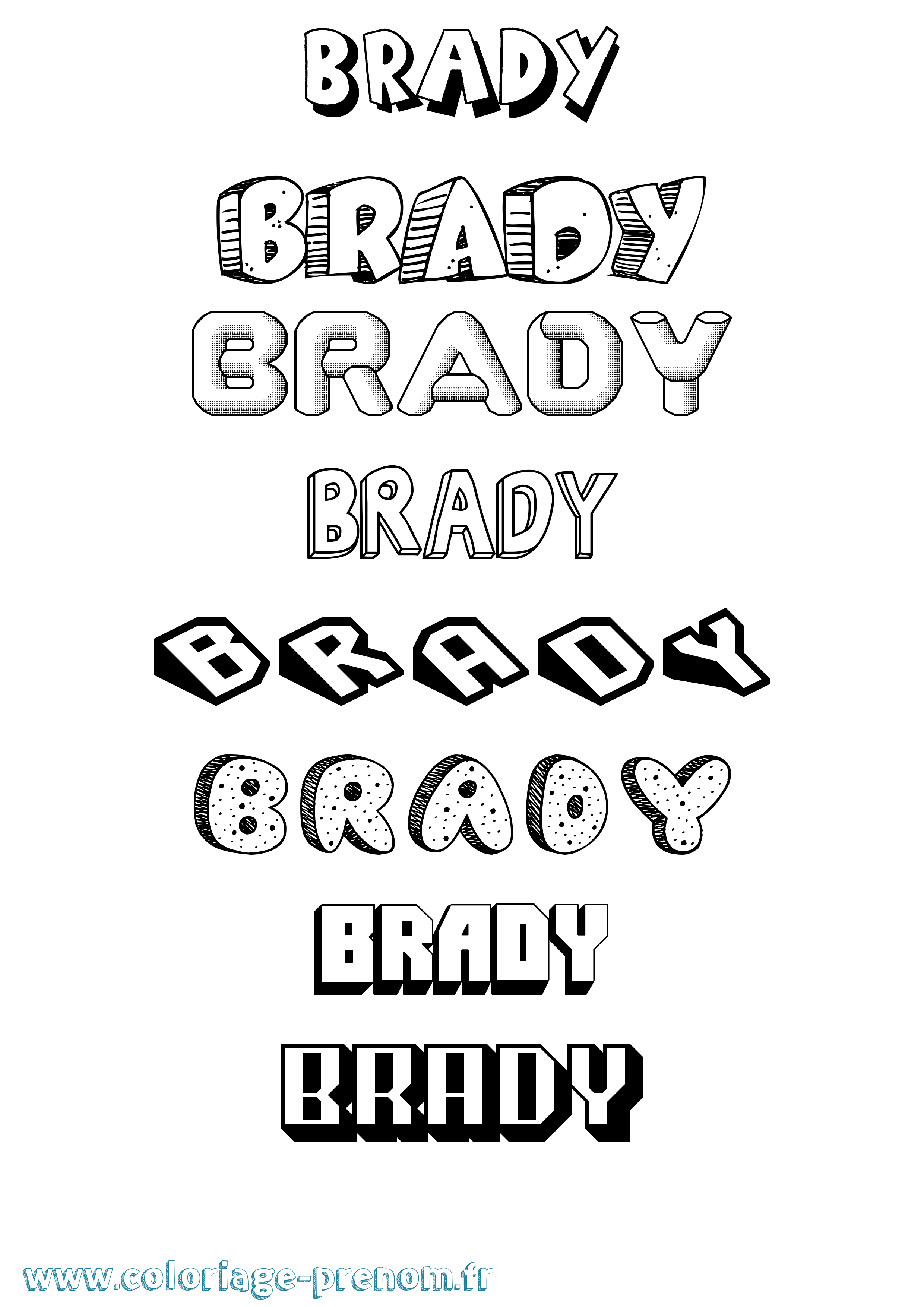 Coloriage Brady Effet 3D Coloriage prénom Brady Effet 3D