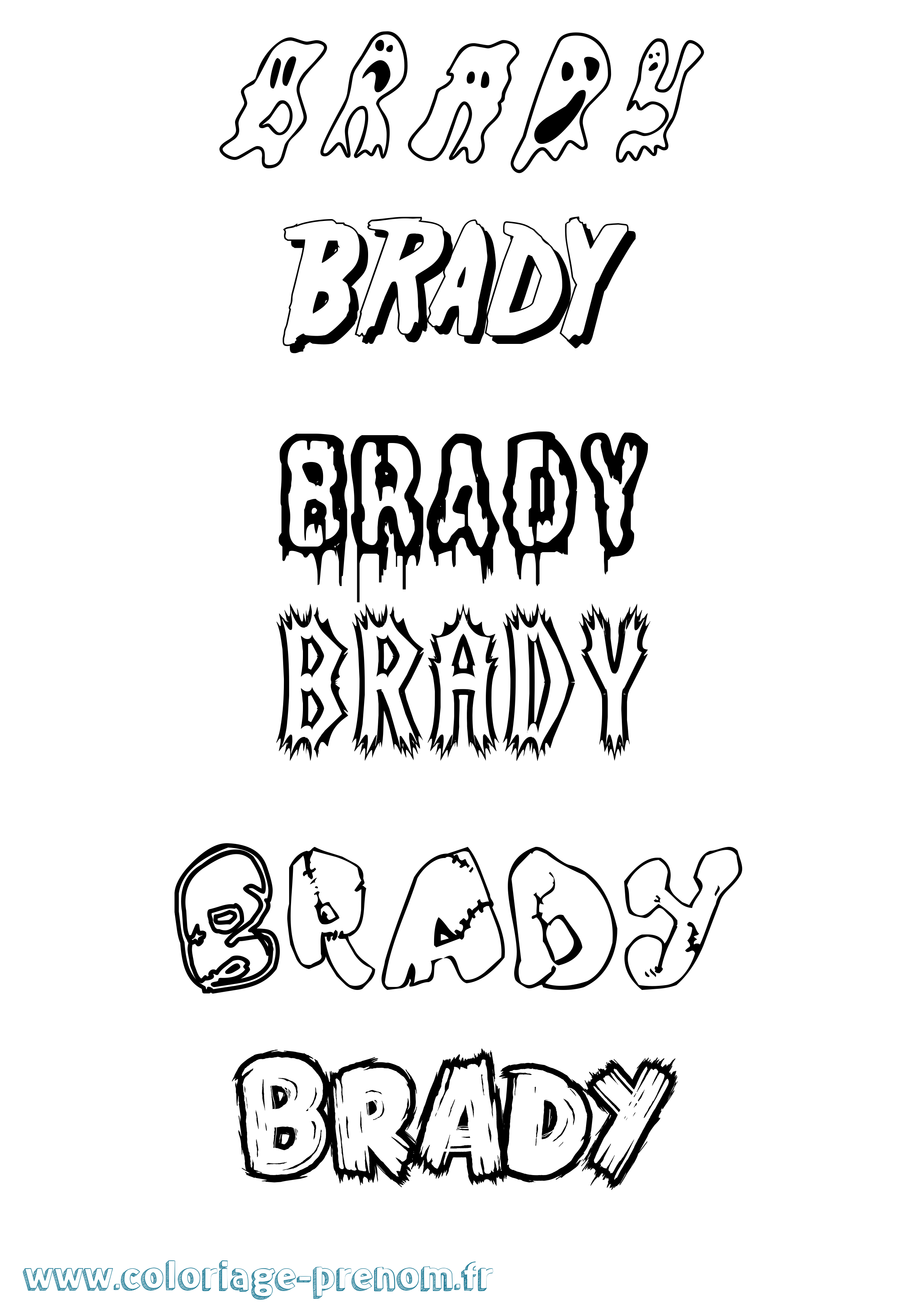 Coloriage Brady Frisson Coloriage prénom Brady Frisson