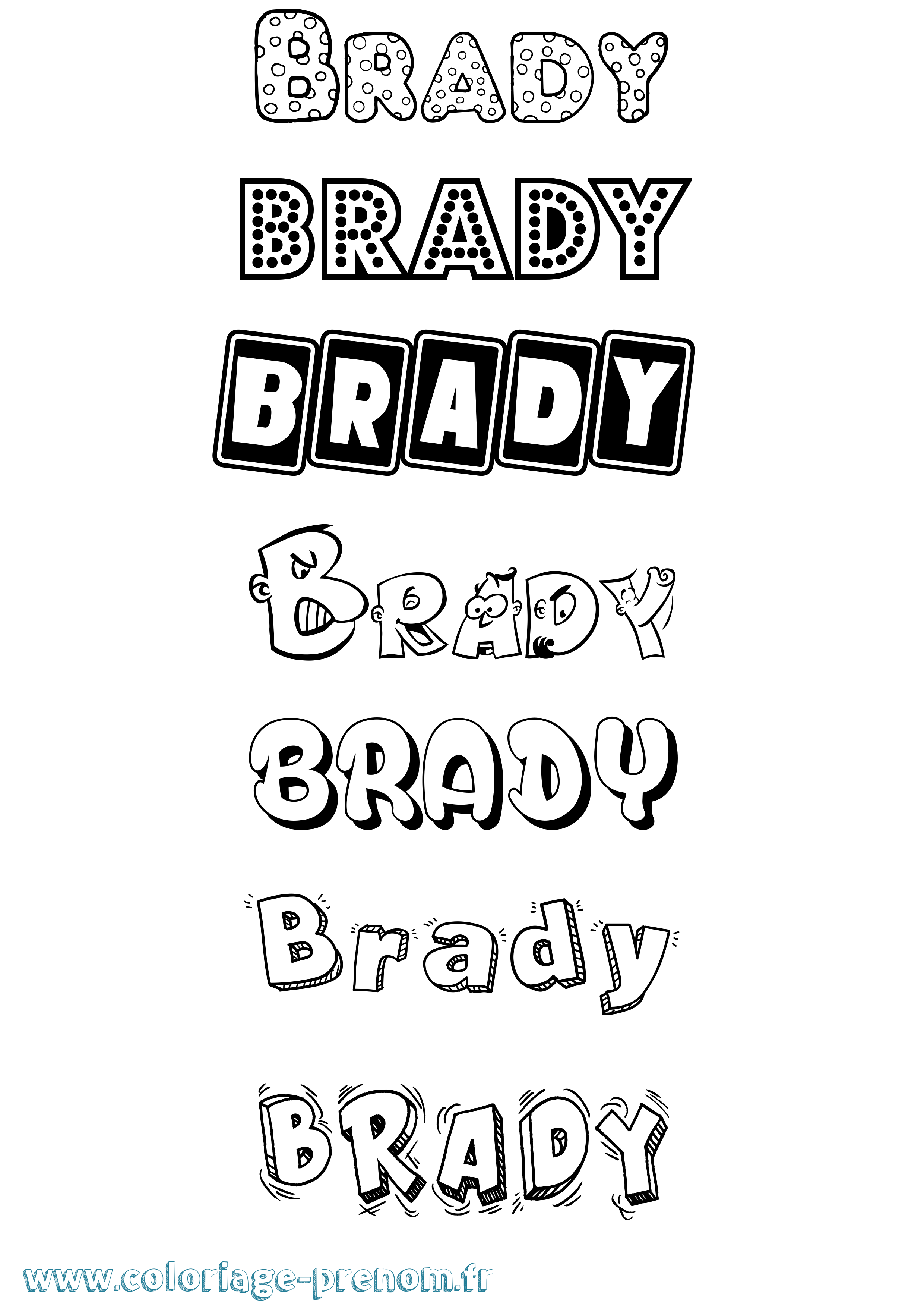 Coloriage Brady Fun Coloriage prénom Brady Fun