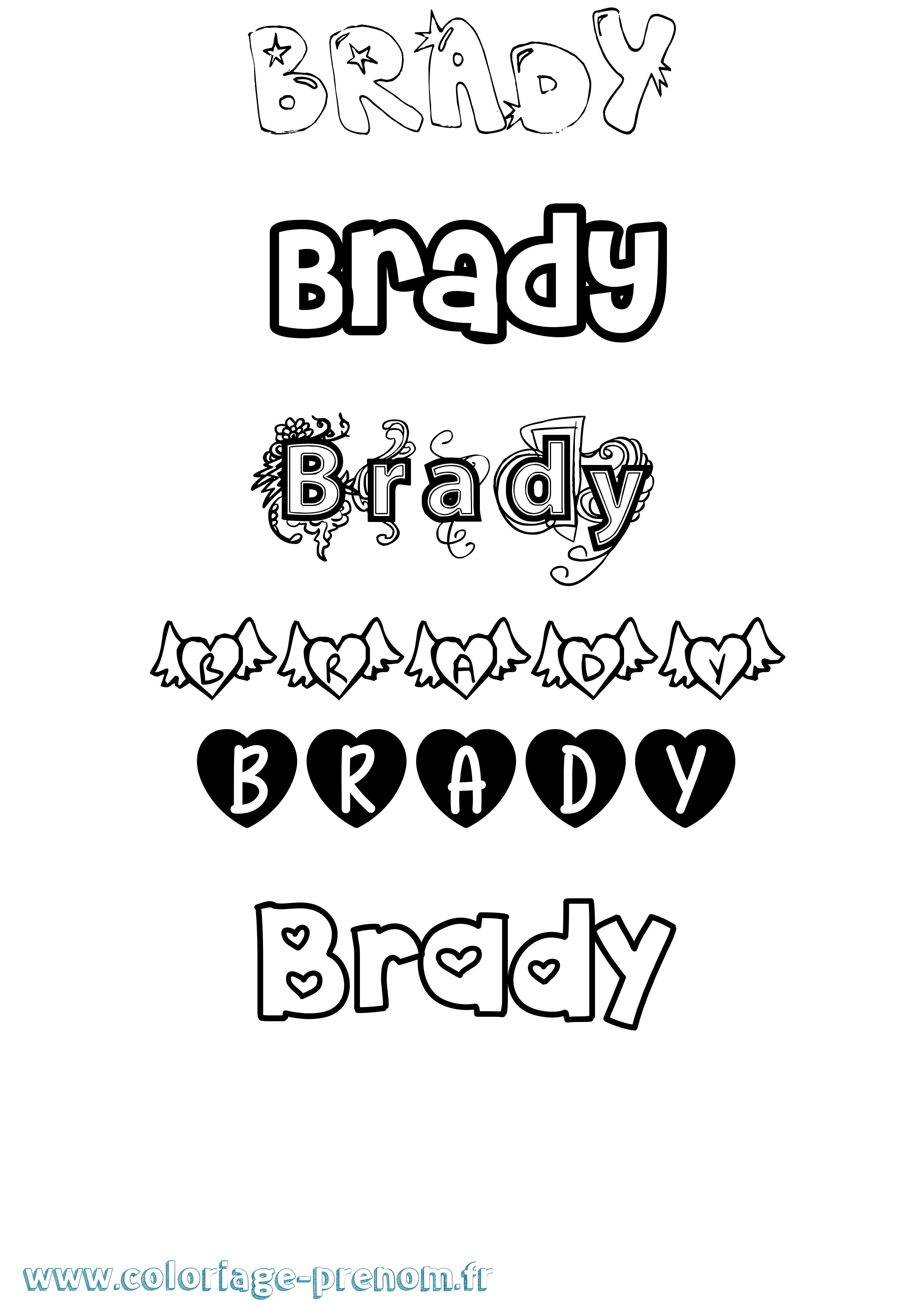 Coloriage Brady Girly Coloriage prénom Brady Girly