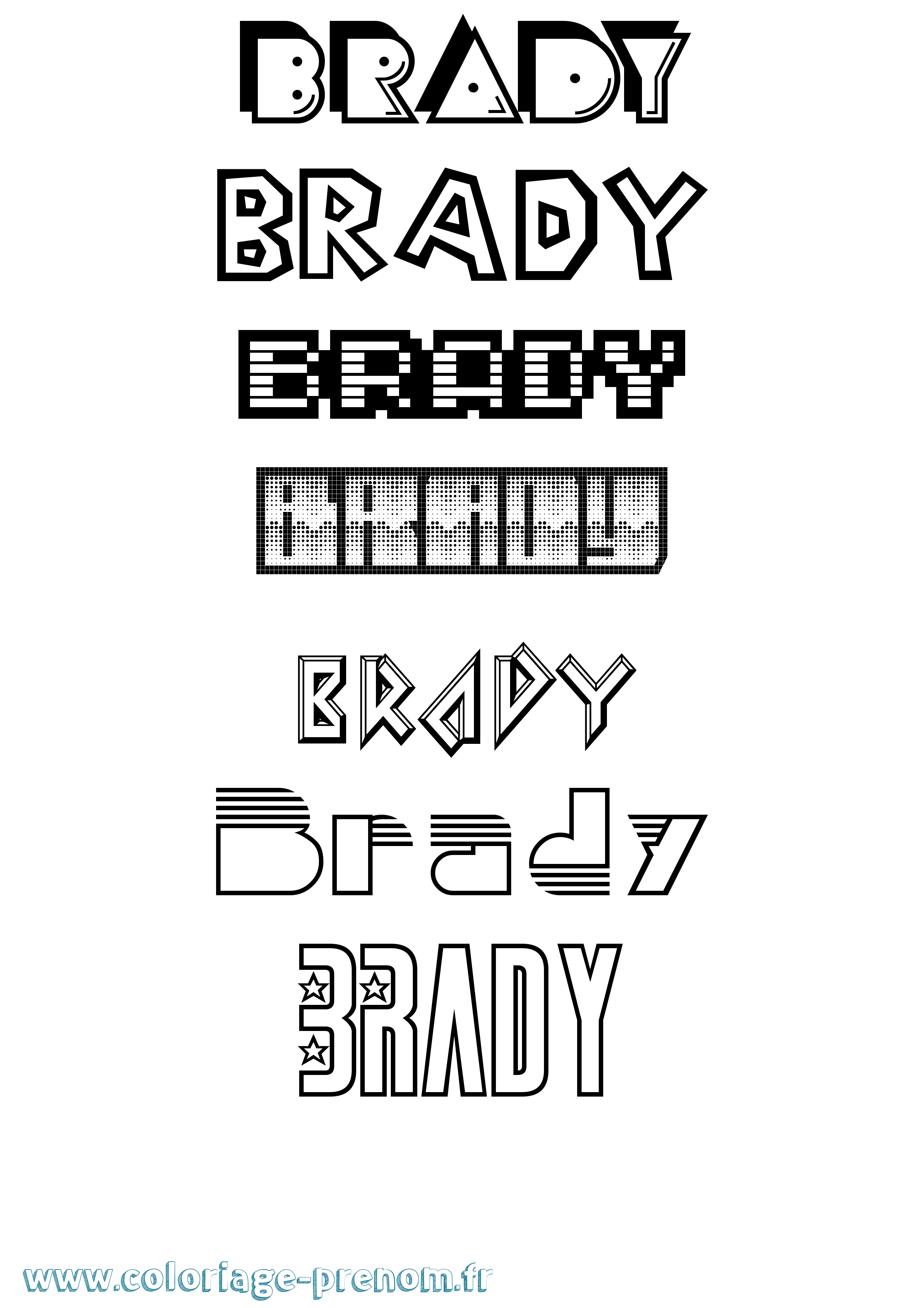 Coloriage Brady Jeux Vidéos Coloriage prénom Brady Jeux Vidéos