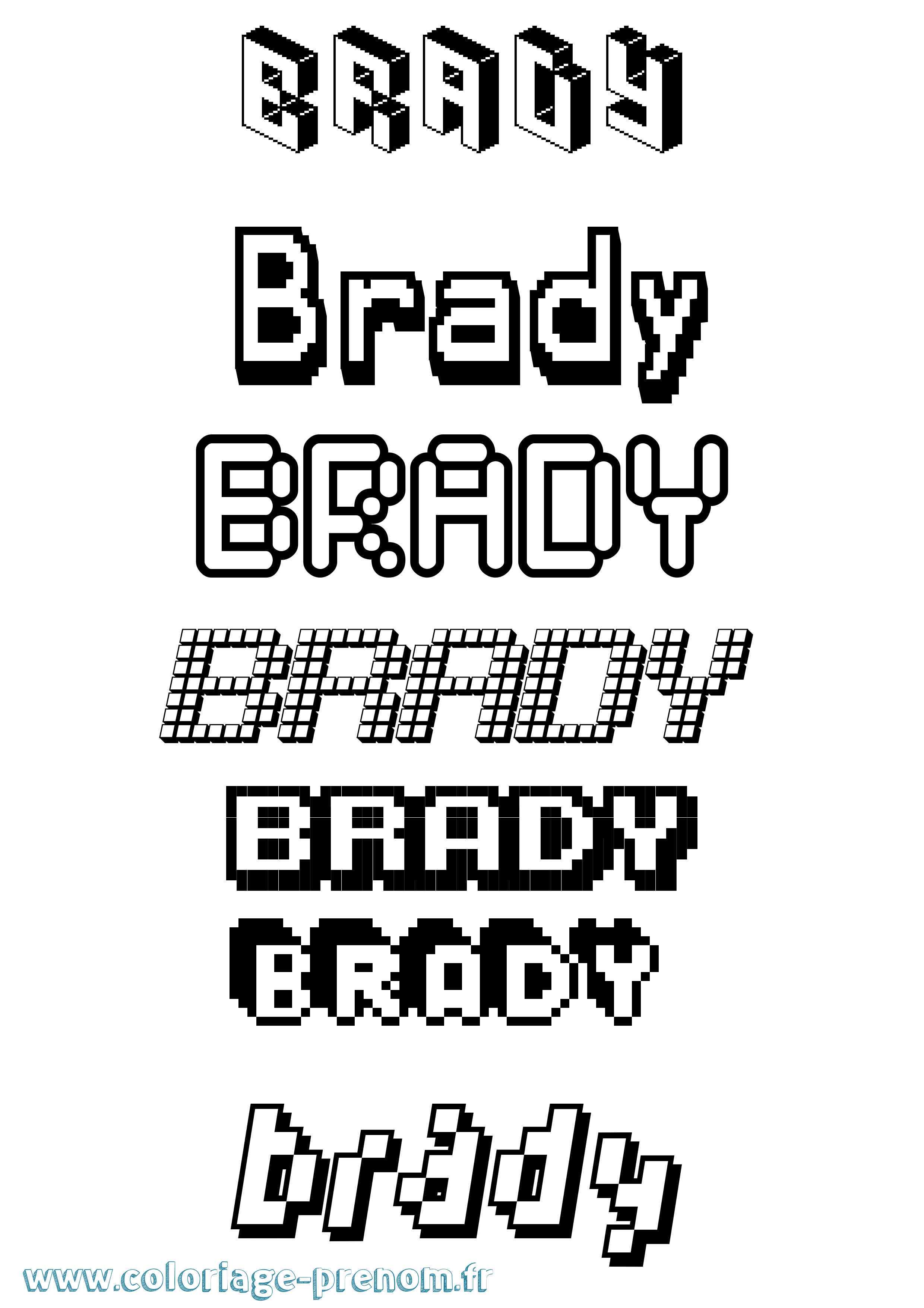 Coloriage Brady Pixel Coloriage prénom Brady Pixel