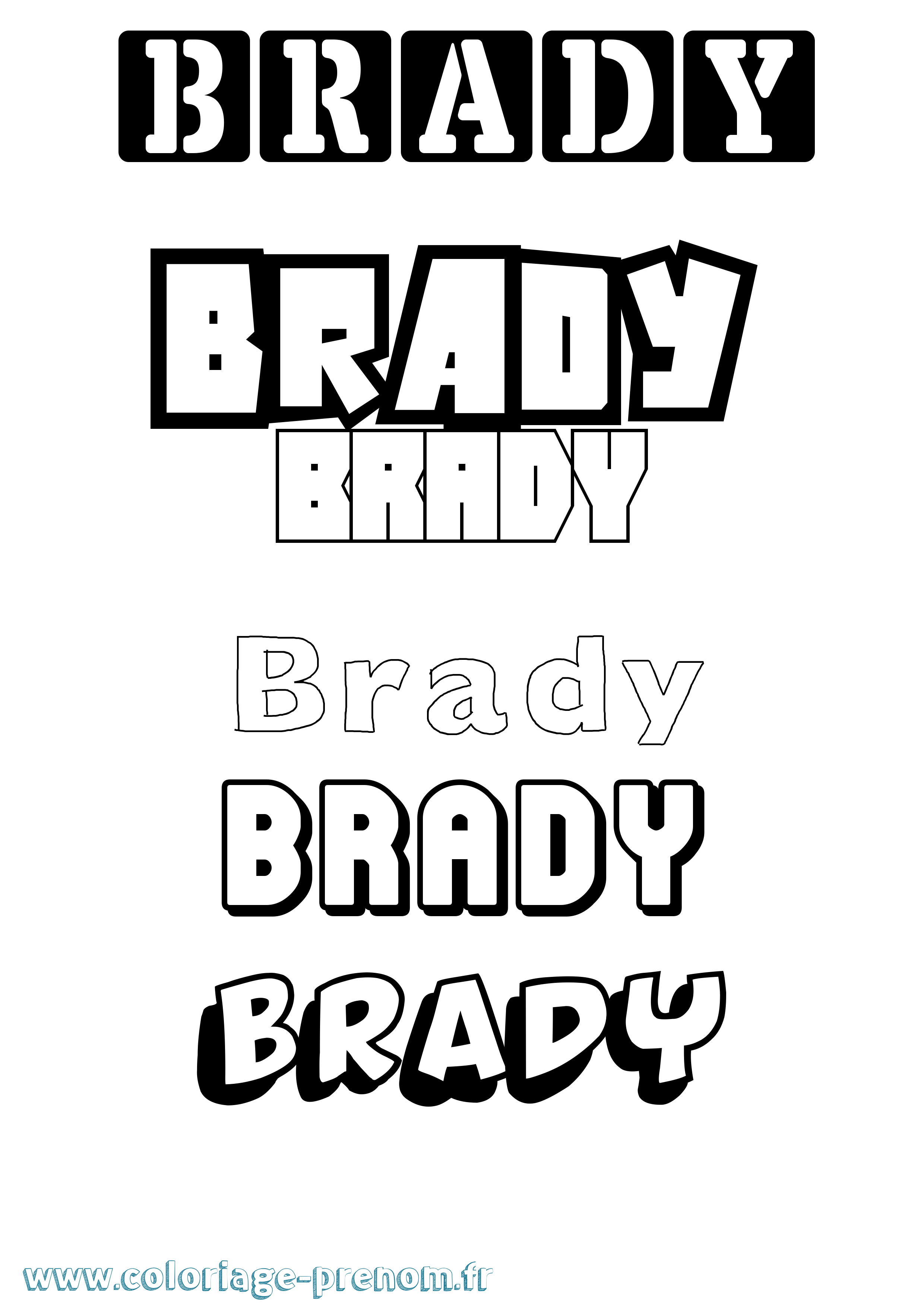 Coloriage Brady Simple Coloriage prénom Brady Simple