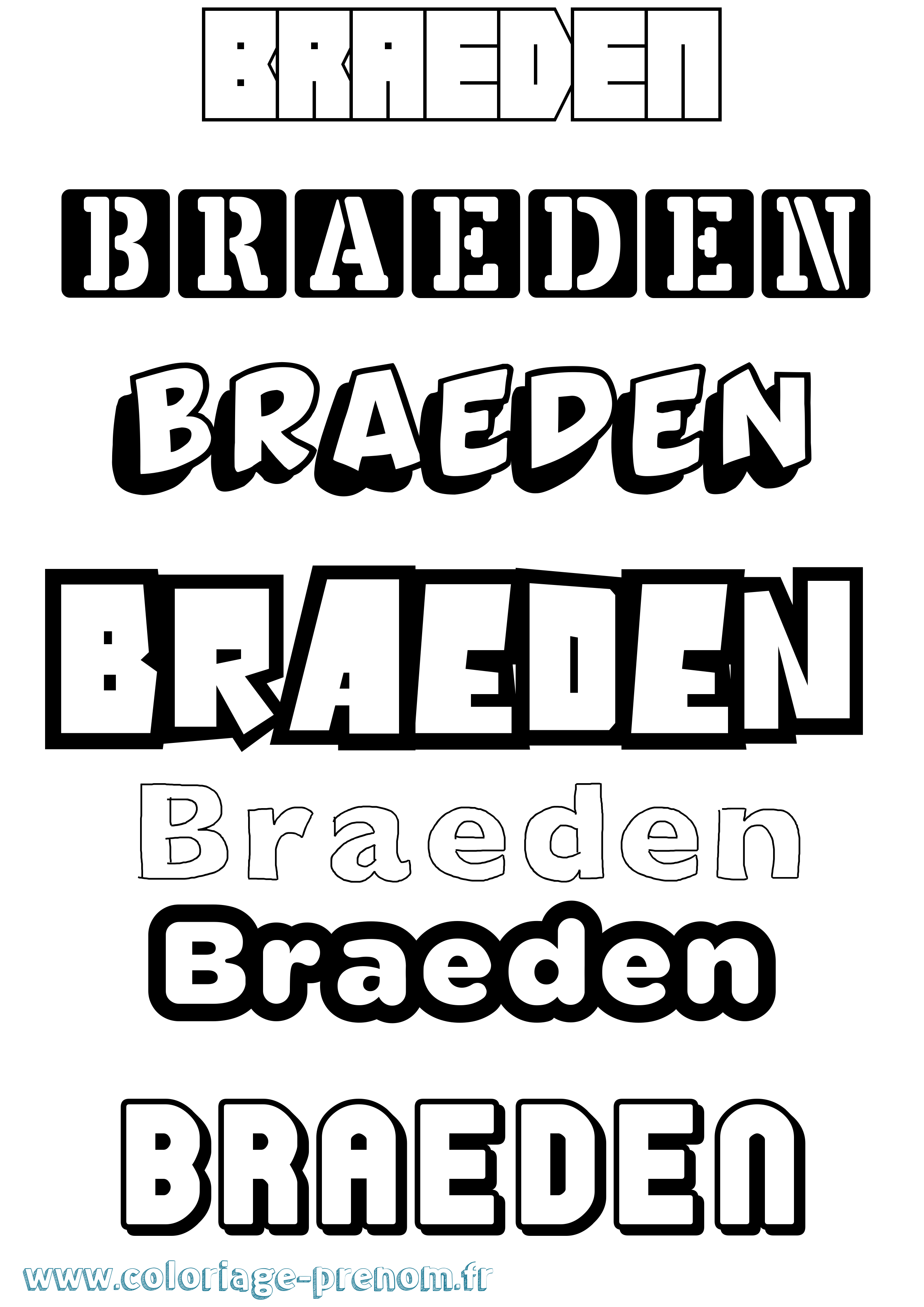 Coloriage Braeden Simple Coloriage prénom Braeden Simple