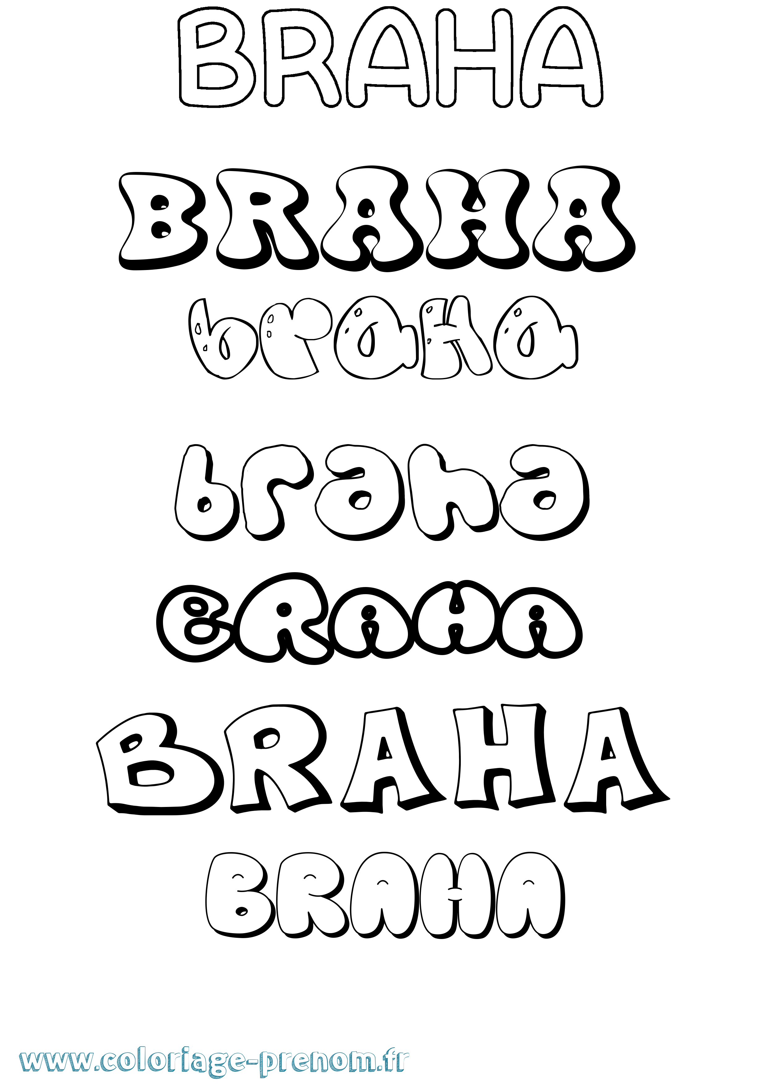 Coloriage Braha Bubble Coloriage prénom Braha Bubble