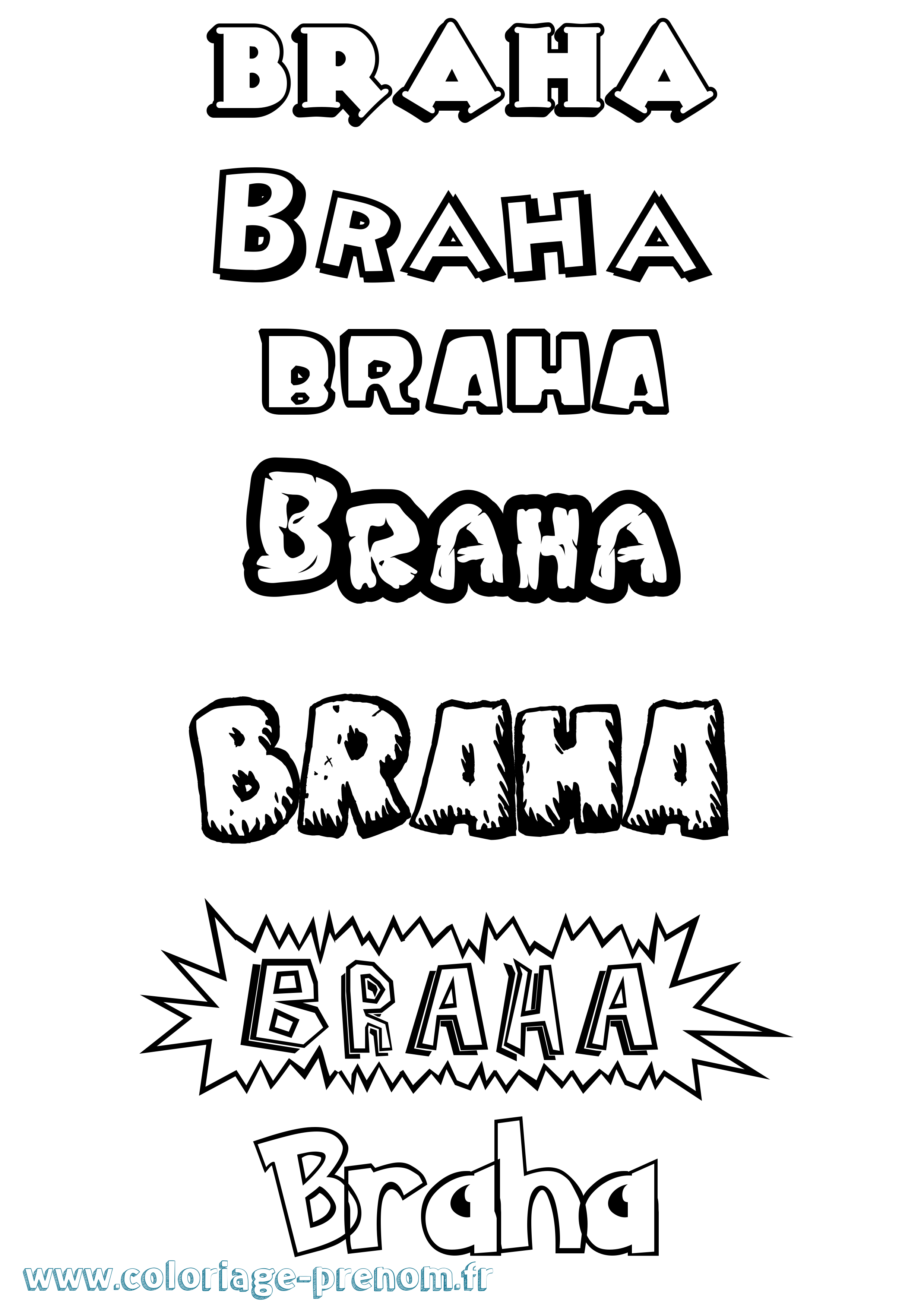 Coloriage Braha Dessin Animé Coloriage prénom Braha Dessin Animé