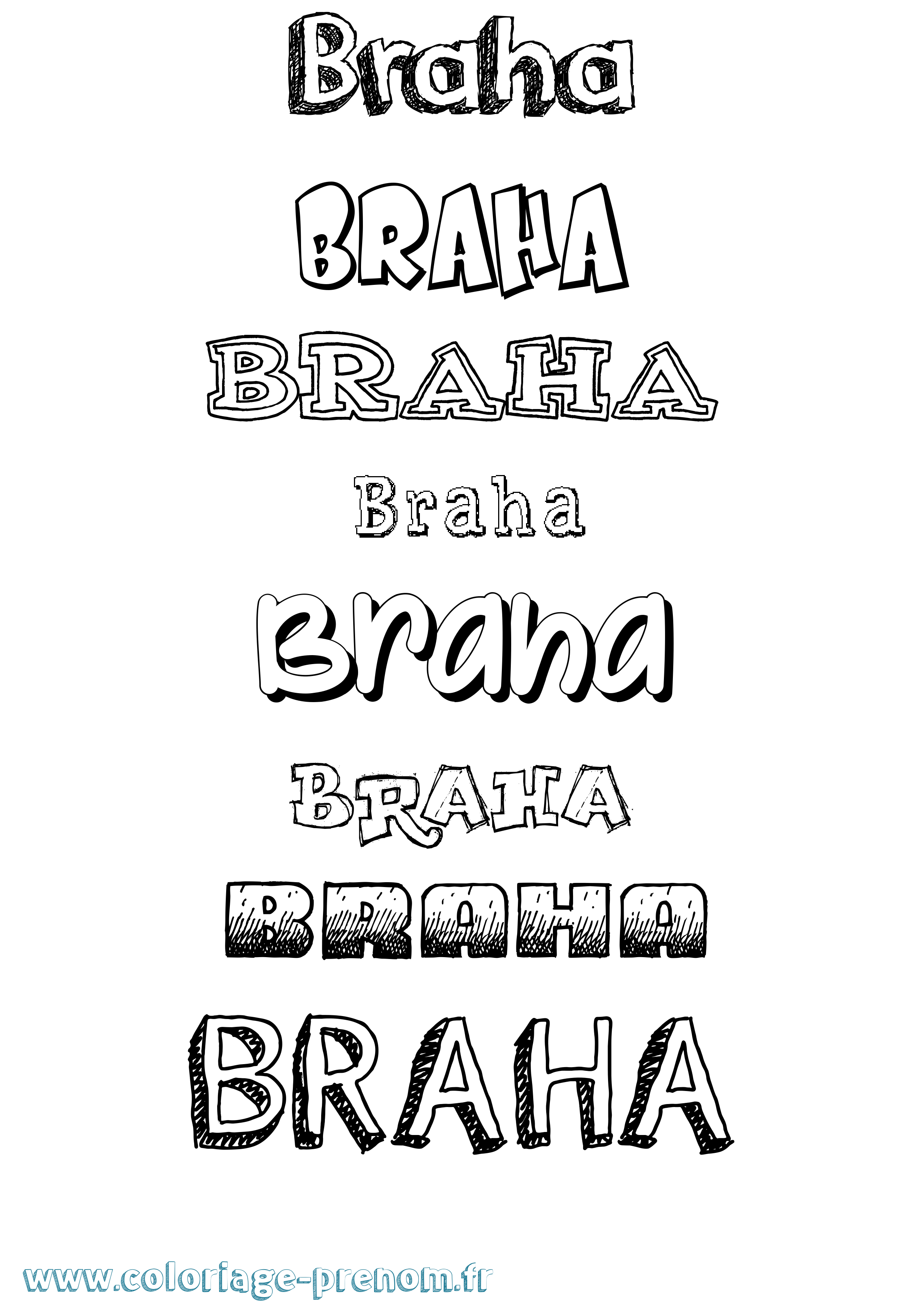 Coloriage Braha Dessiné Coloriage prénom Braha Dessiné
