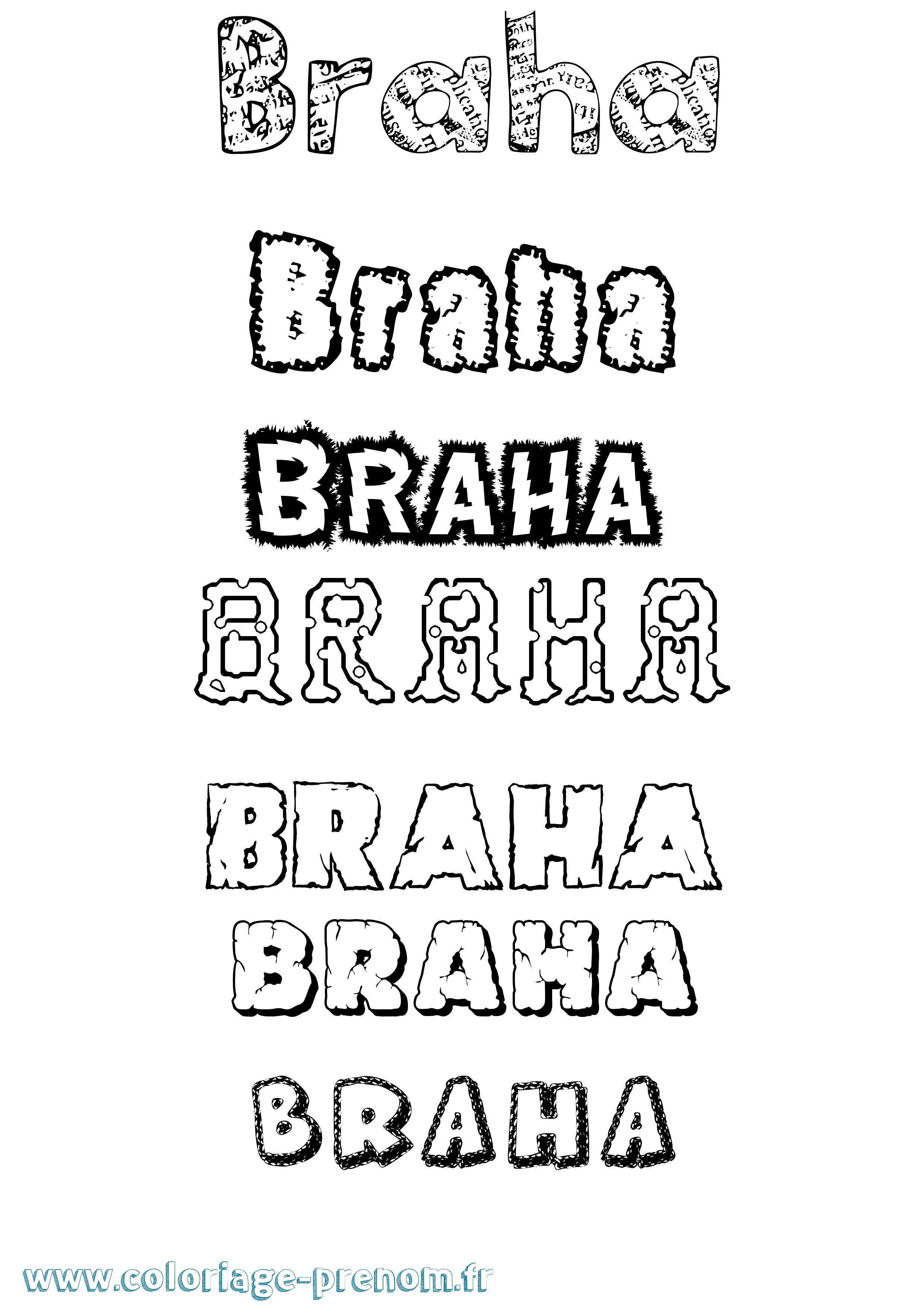 Coloriage Braha Destructuré Coloriage prénom Braha Destructuré
