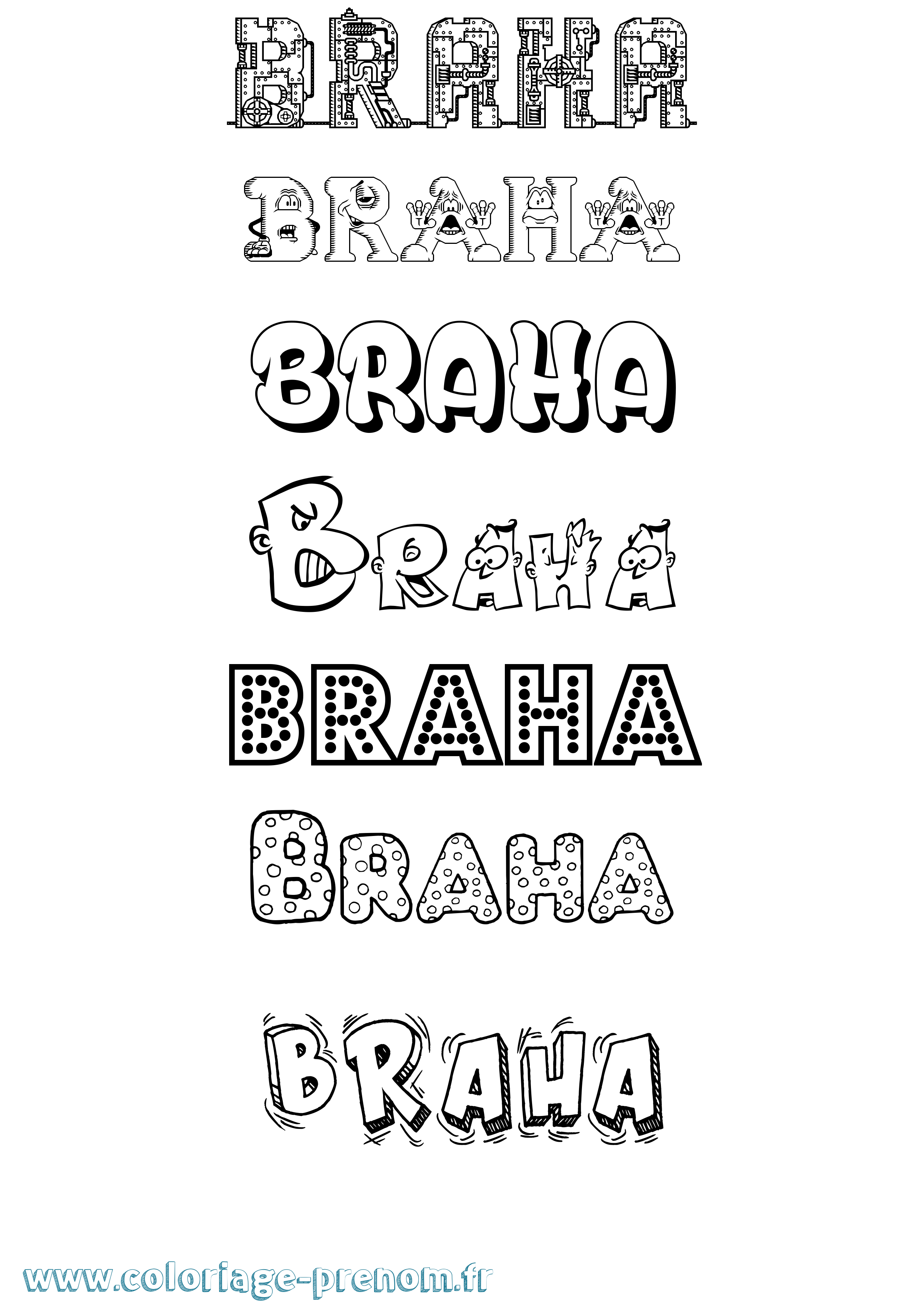 Coloriage Braha Fun Coloriage prénom Braha Fun