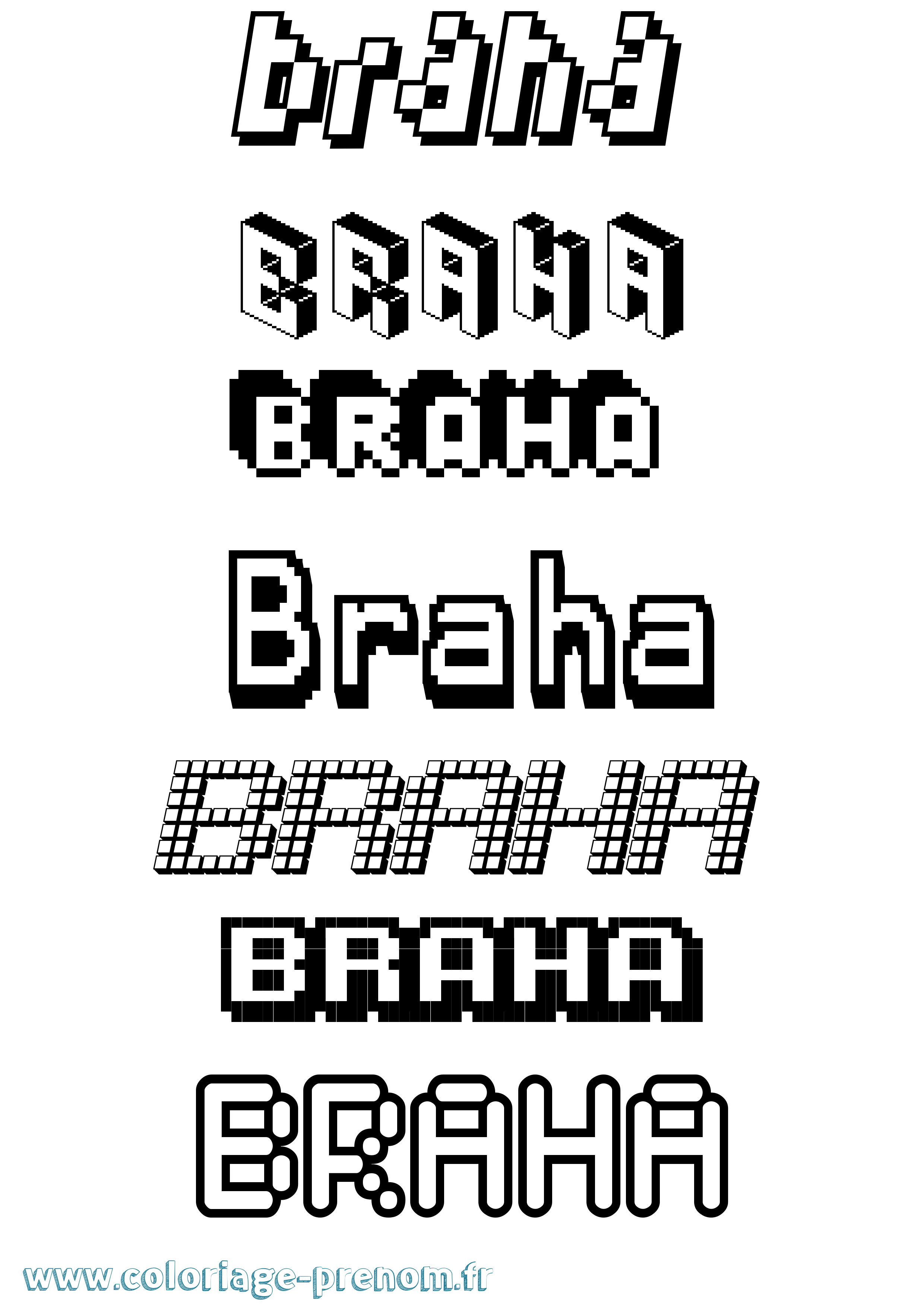 Coloriage Braha Pixel Coloriage prénom Braha Pixel
