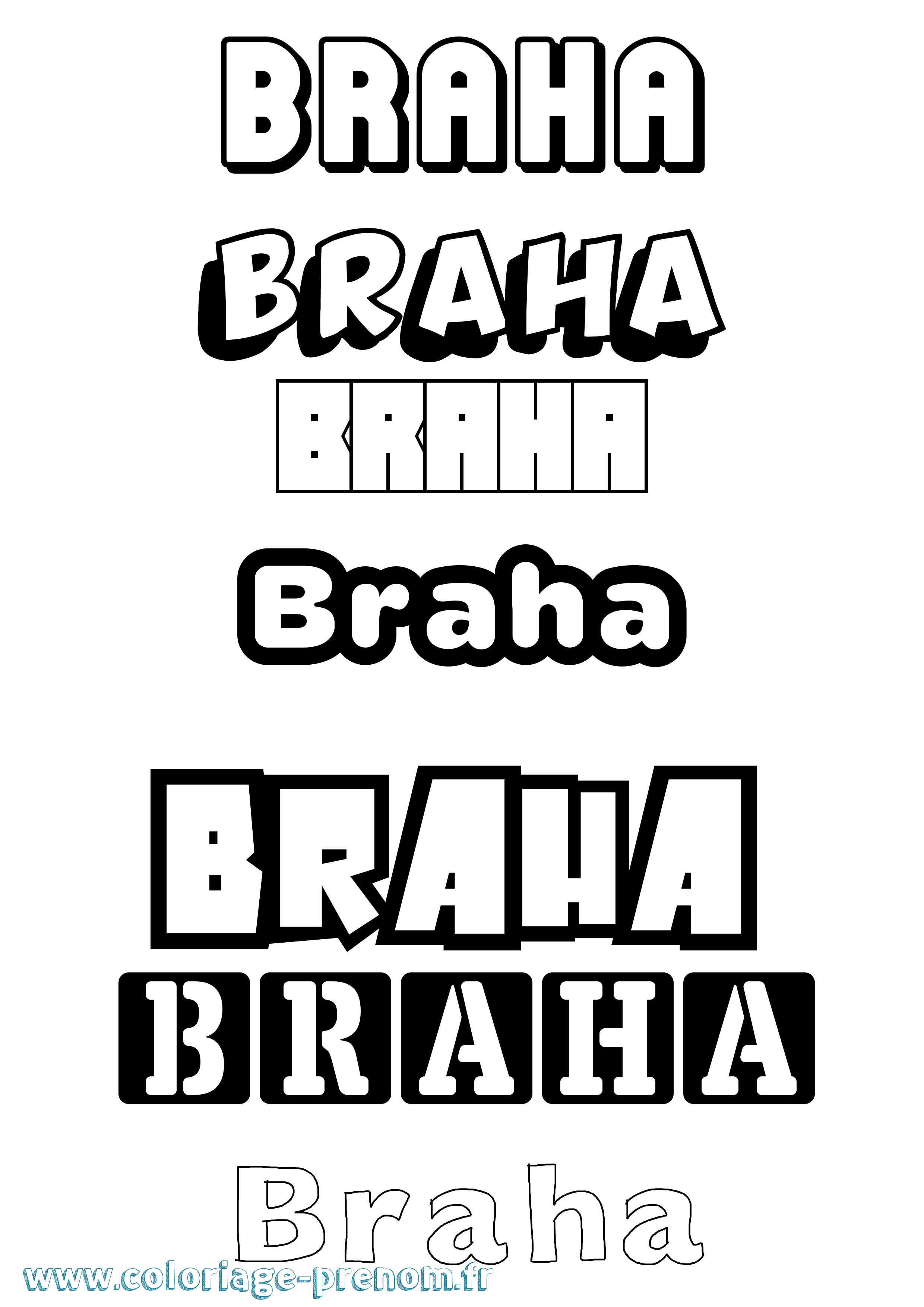 Coloriage Braha Simple Coloriage prénom Braha Simple