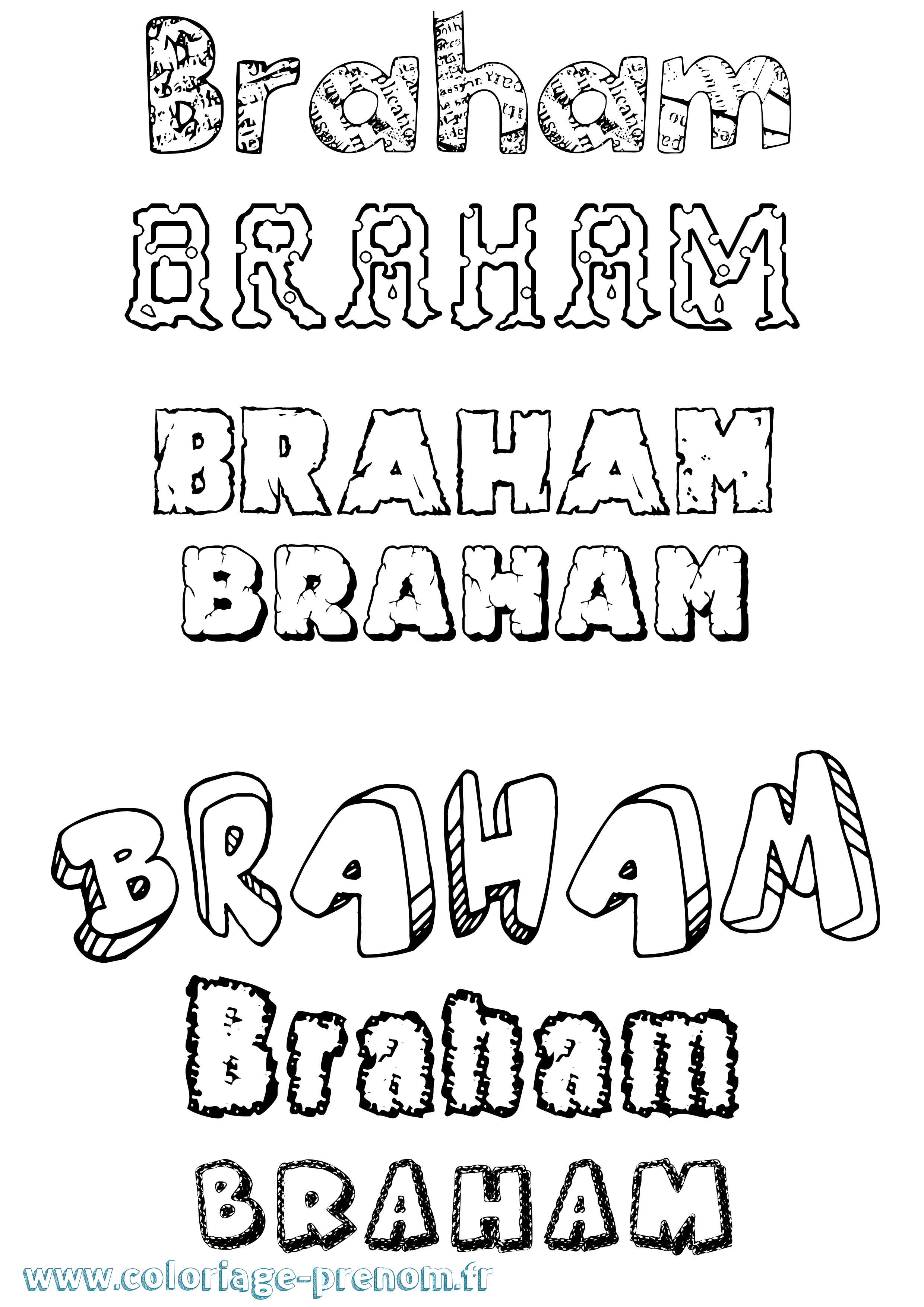 Coloriage Braham Destructuré Coloriage prénom Braham Destructuré