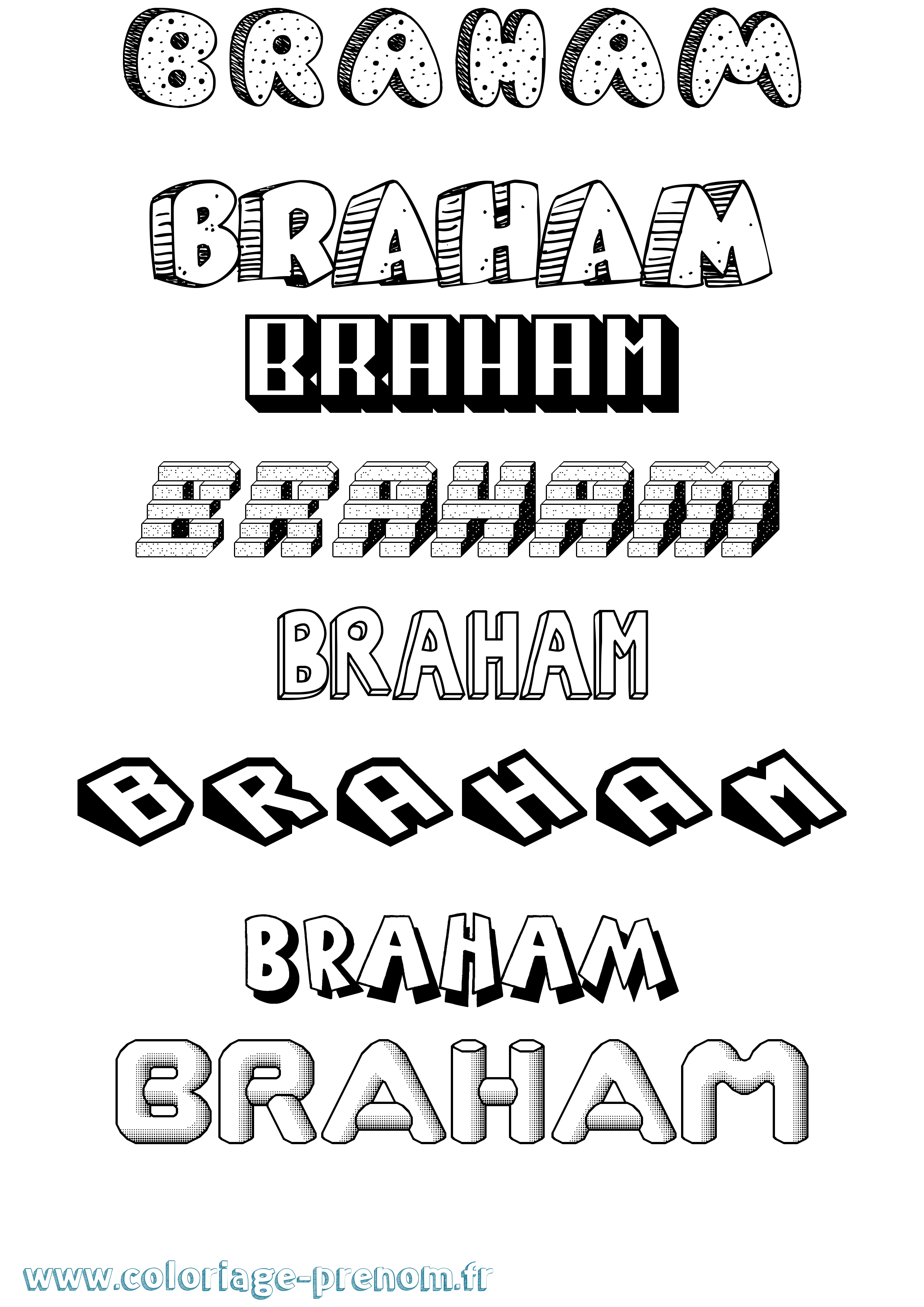 Coloriage Braham Effet 3D Coloriage prénom Braham Effet 3D