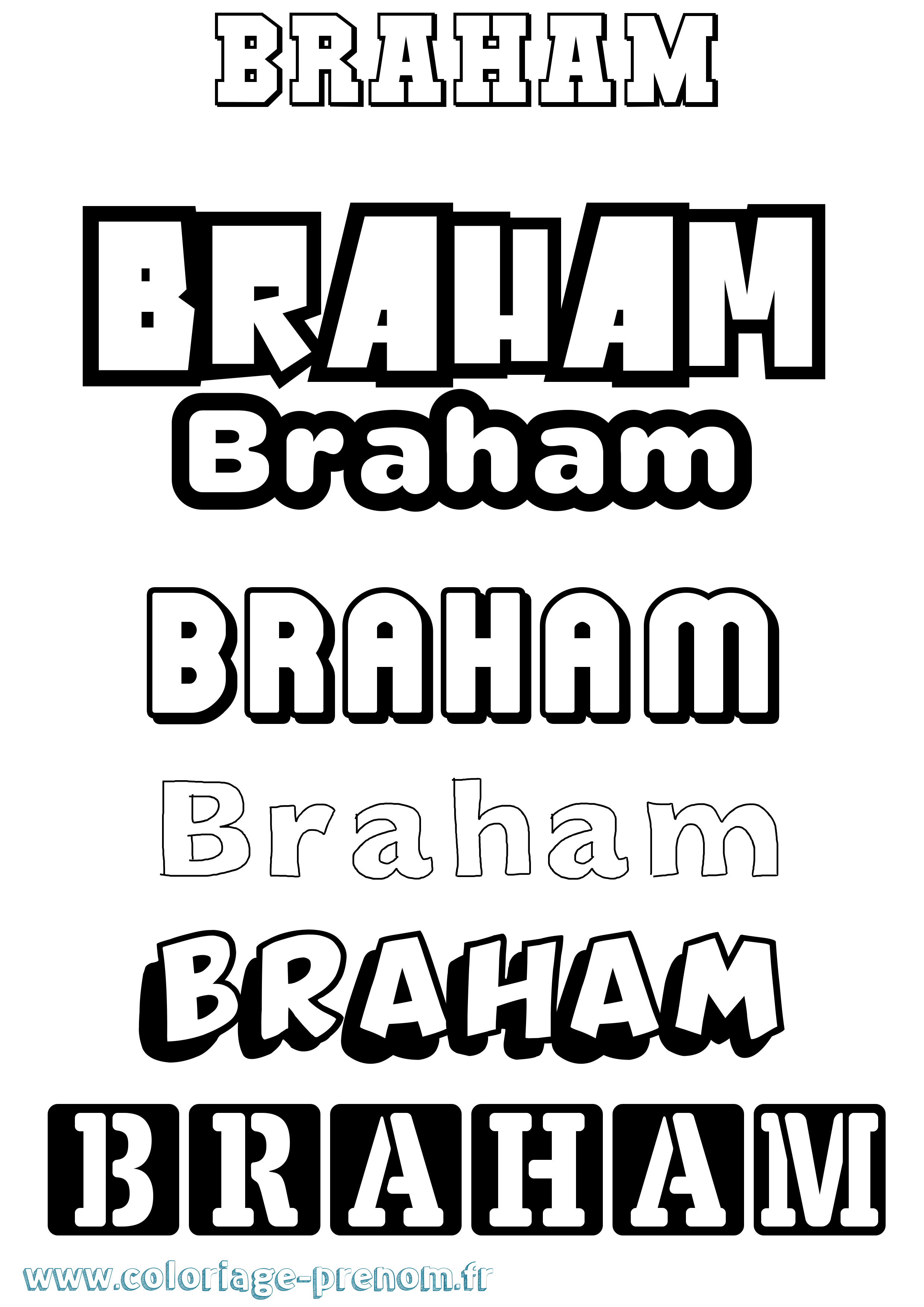 Coloriage Braham Simple Coloriage prénom Braham Simple