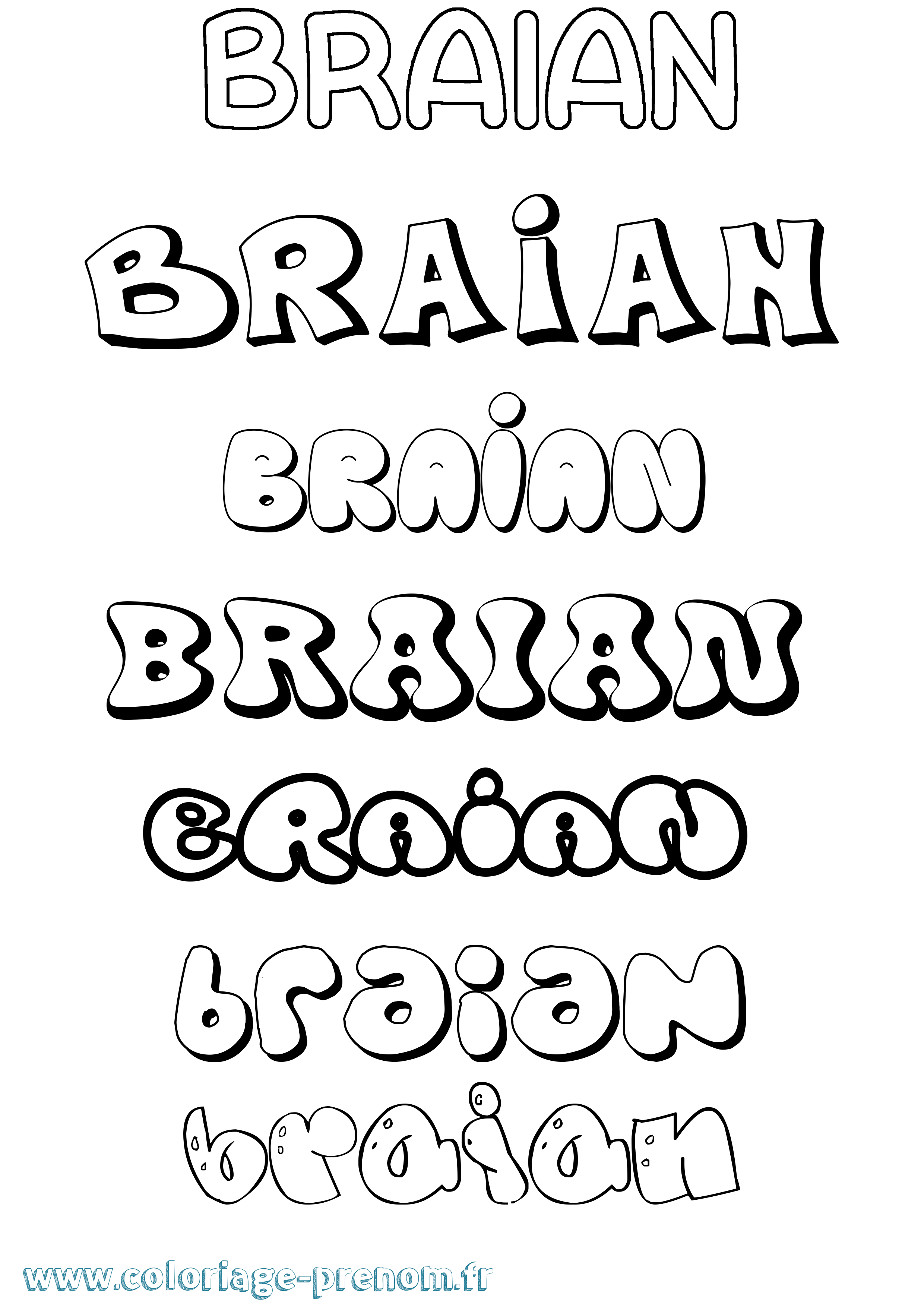 Coloriage Braian Bubble Coloriage prénom Braian Bubble