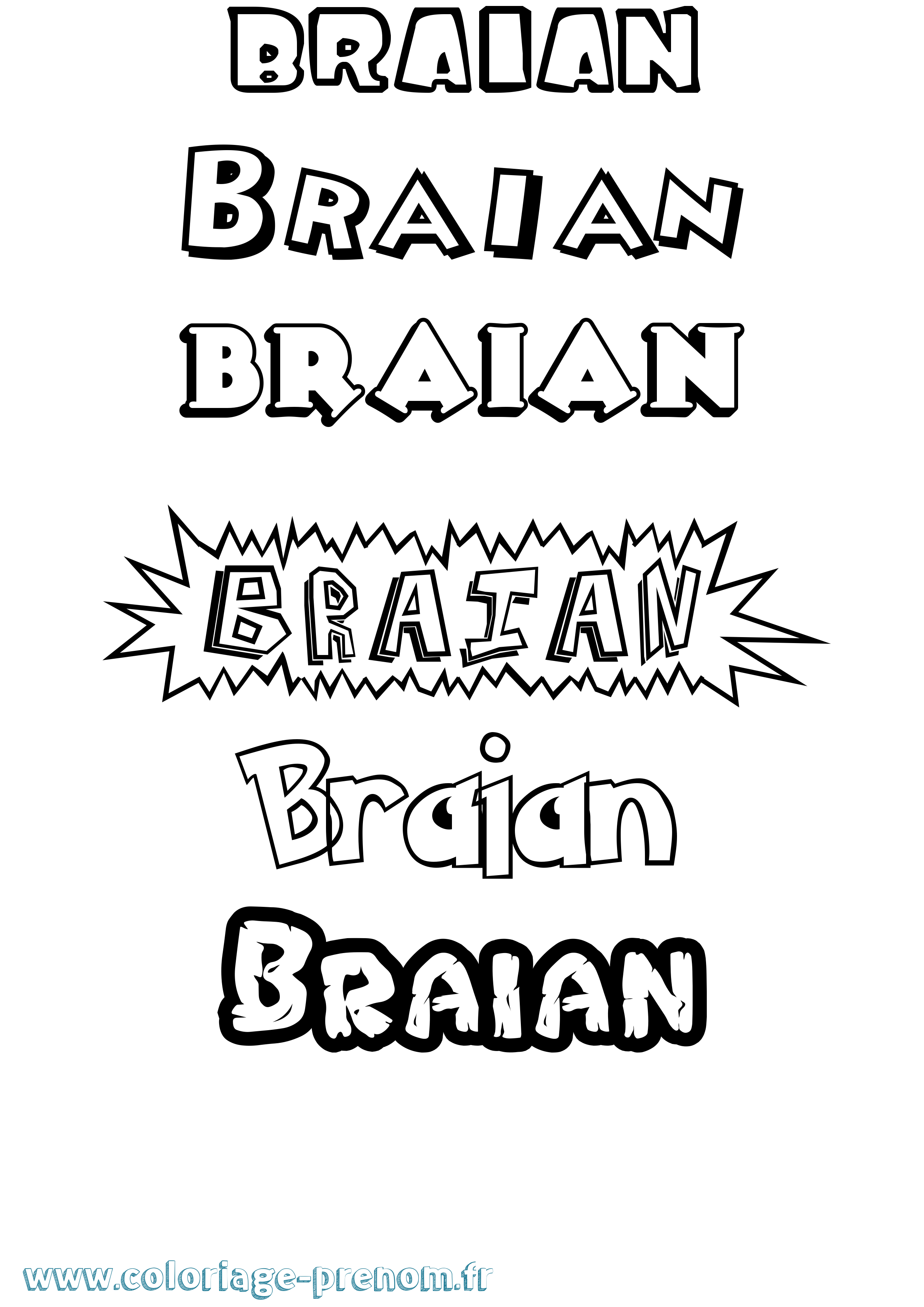 Coloriage Braian Dessin Animé Coloriage prénom Braian Dessin Animé