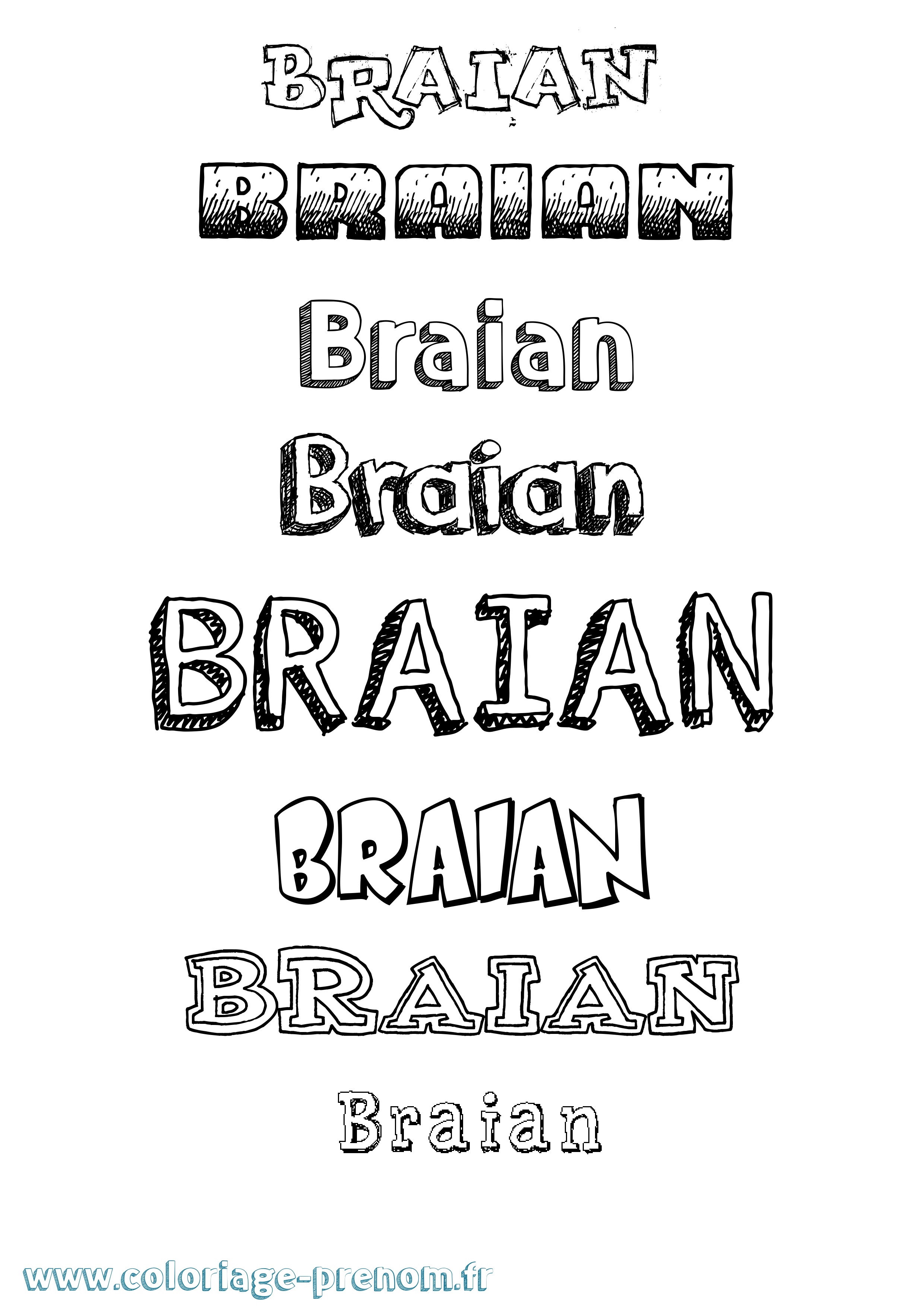 Coloriage Braian Dessiné Coloriage prénom Braian Dessiné