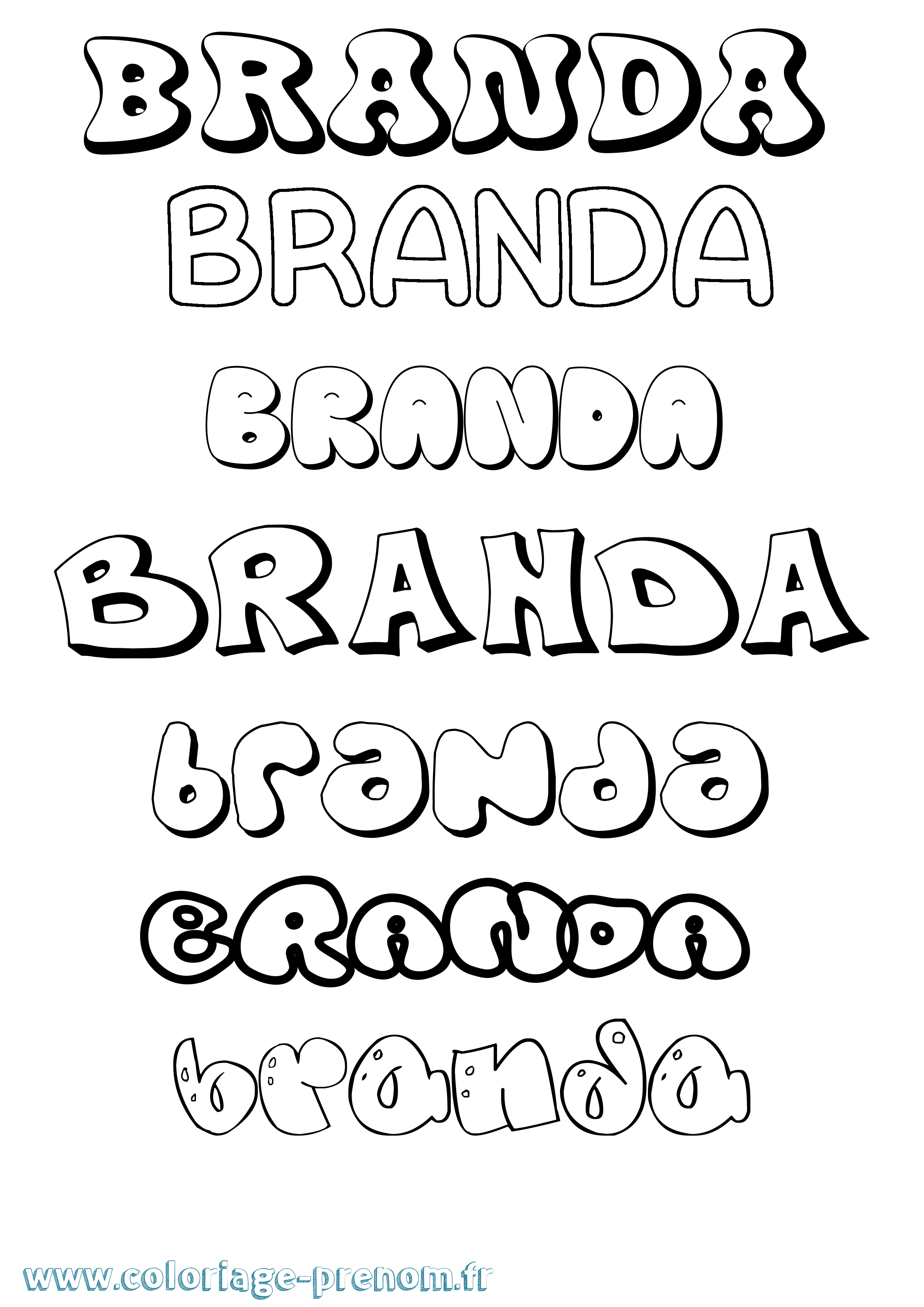 Coloriage Branda Bubble Coloriage prénom Branda Bubble