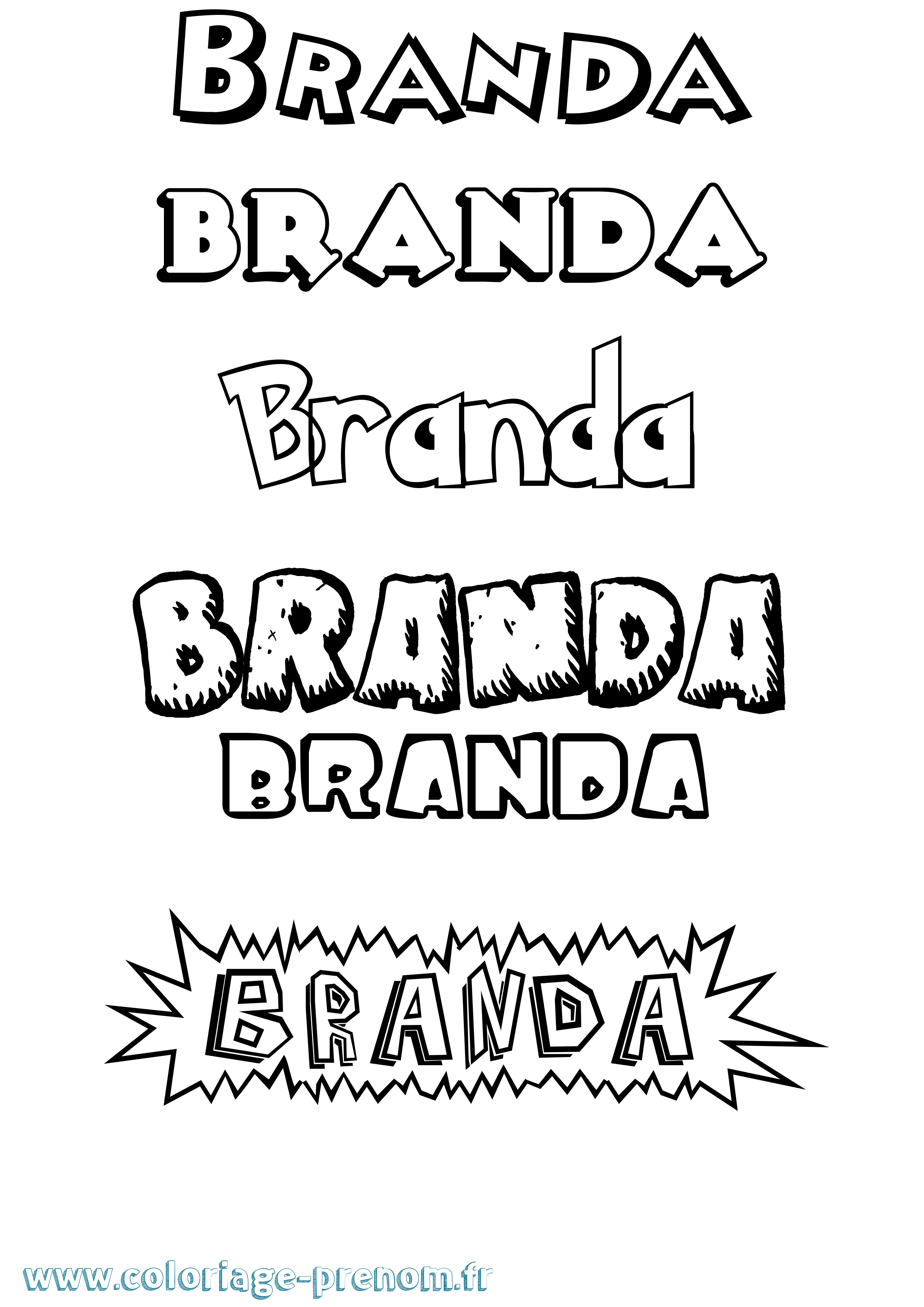 Coloriage Branda Dessin Animé Coloriage prénom Branda Dessin Animé
