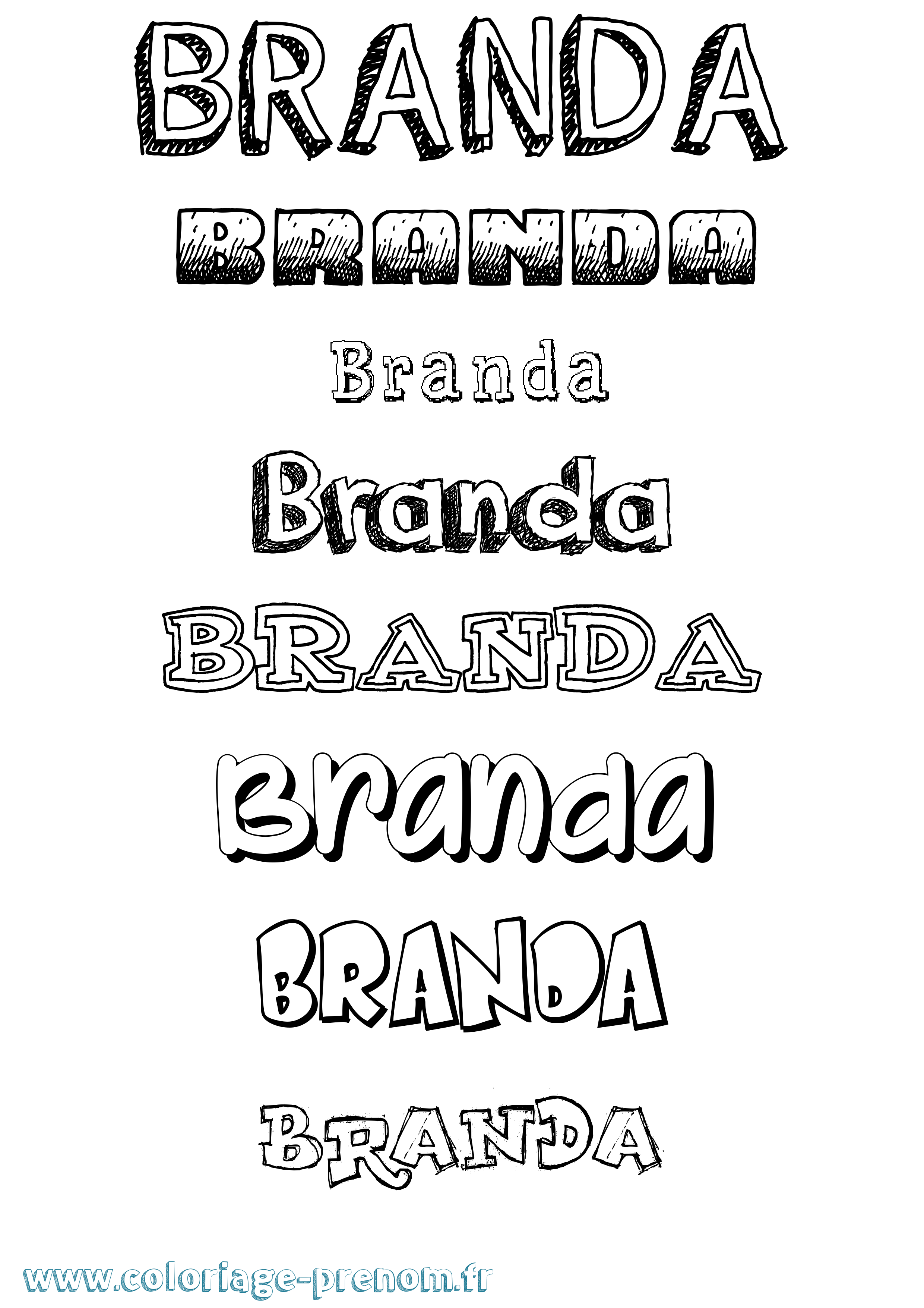 Coloriage Branda Dessiné Coloriage prénom Branda Dessiné