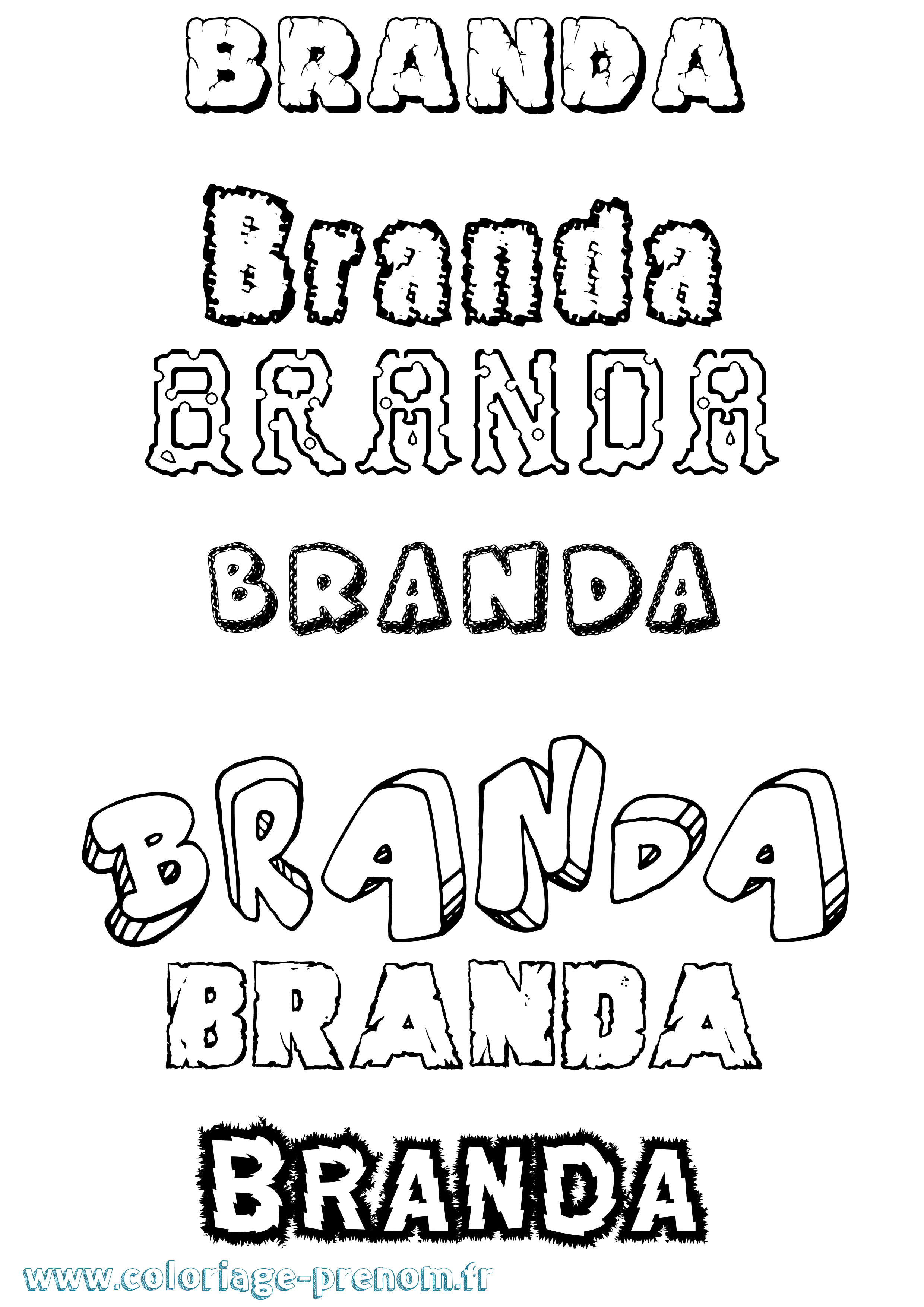 Coloriage Branda Destructuré Coloriage prénom Branda Destructuré