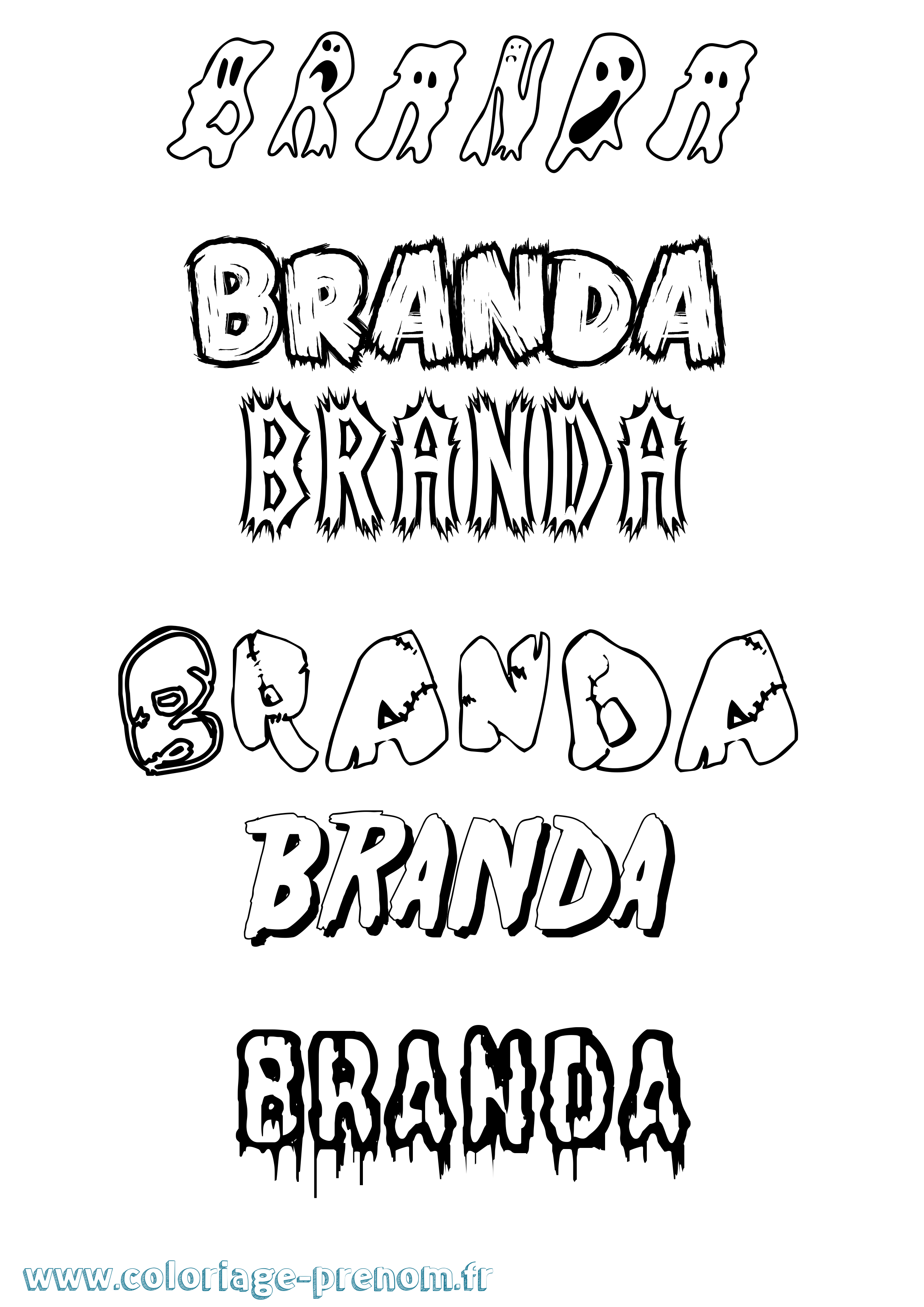 Coloriage Branda Frisson Coloriage prénom Branda Frisson