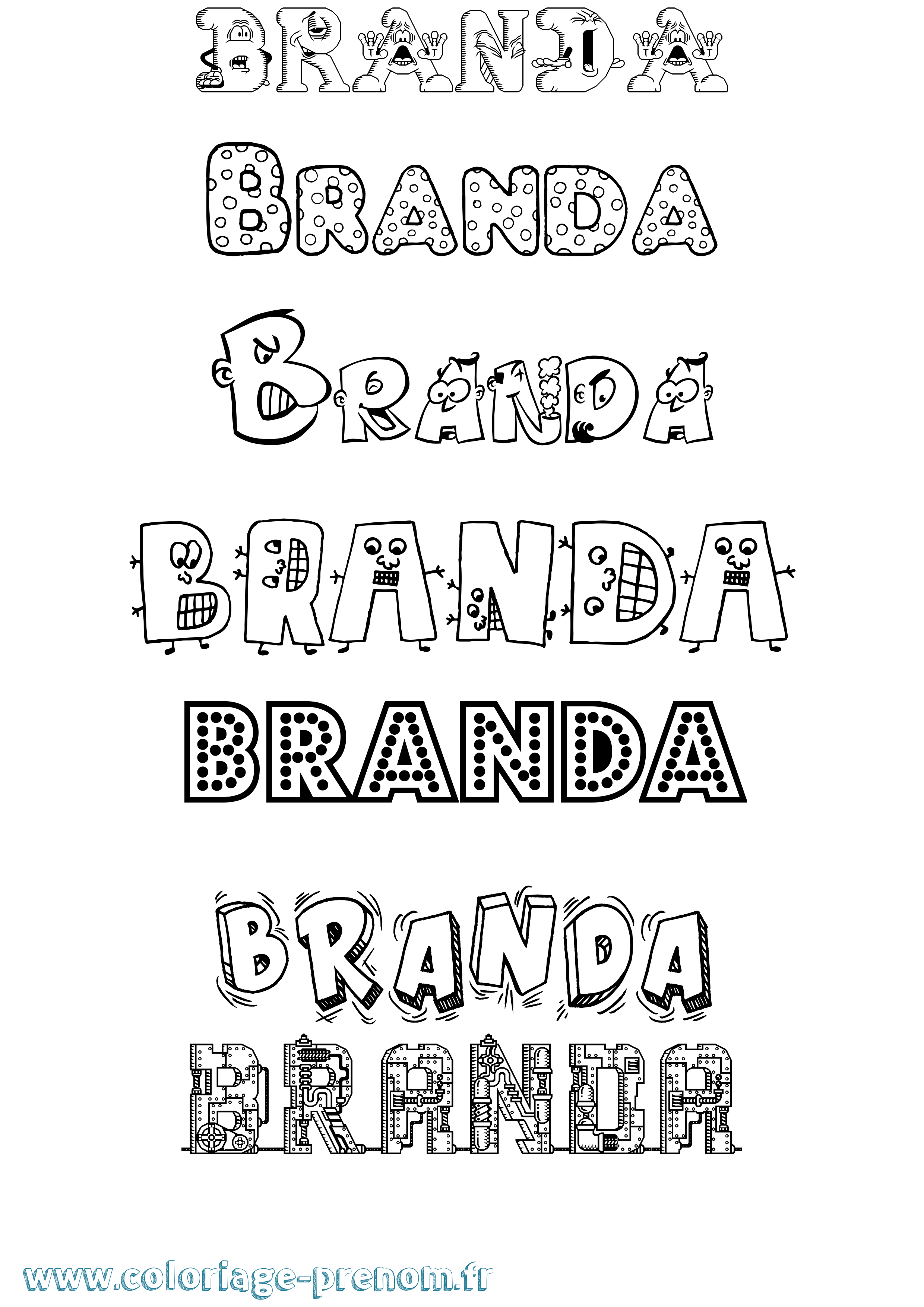 Coloriage Branda Fun Coloriage prénom Branda Fun