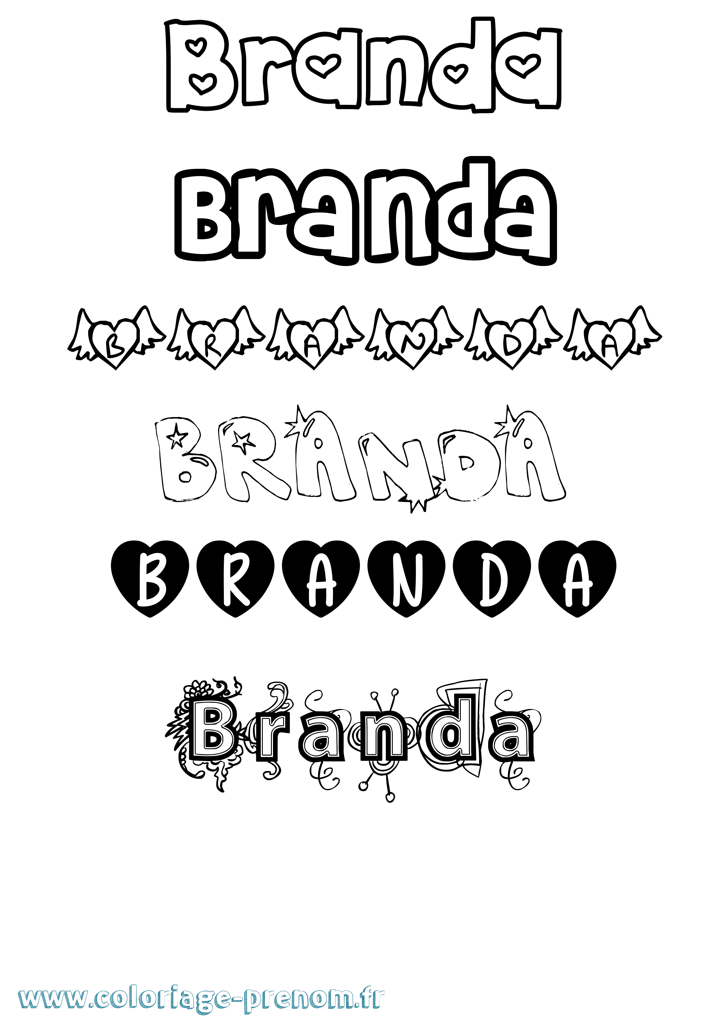 Coloriage Branda Girly Coloriage prénom Branda Girly