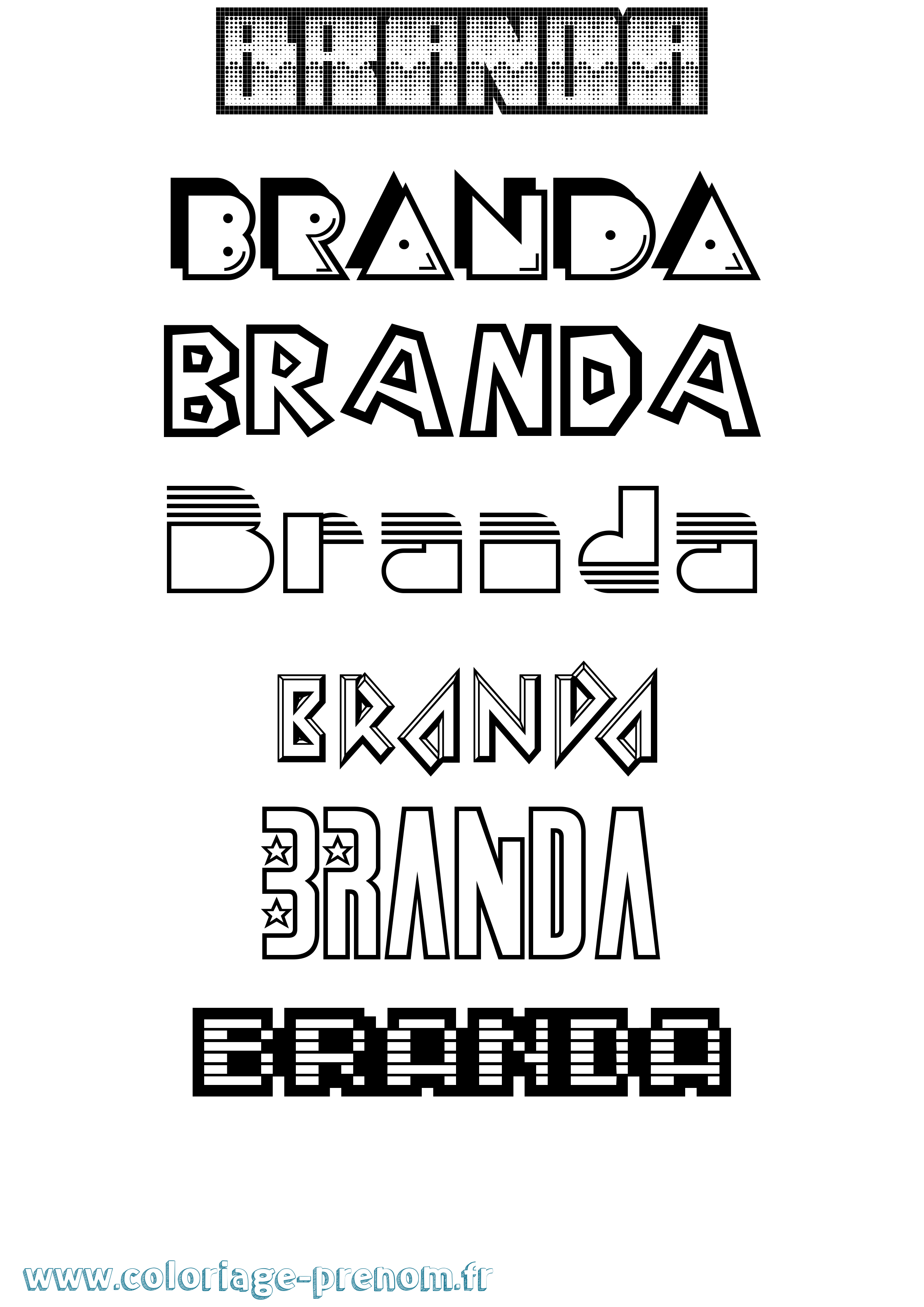 Coloriage Branda Jeux Vidéos Coloriage prénom Branda Jeux Vidéos