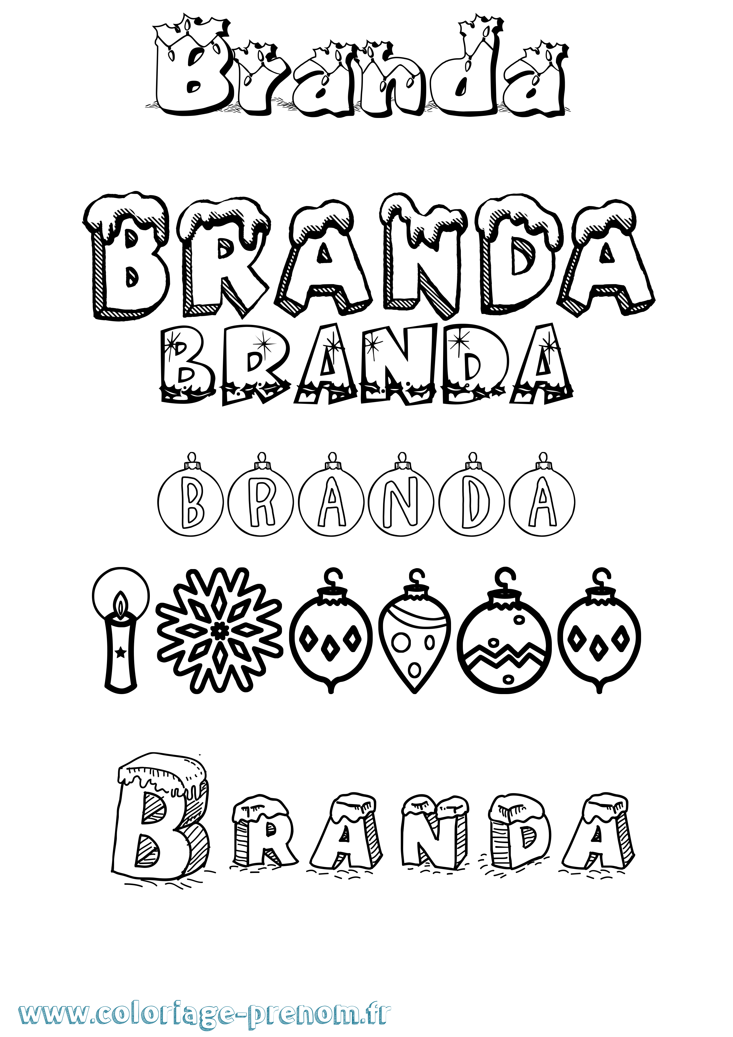 Coloriage Branda Noël Coloriage prénom Branda Noël