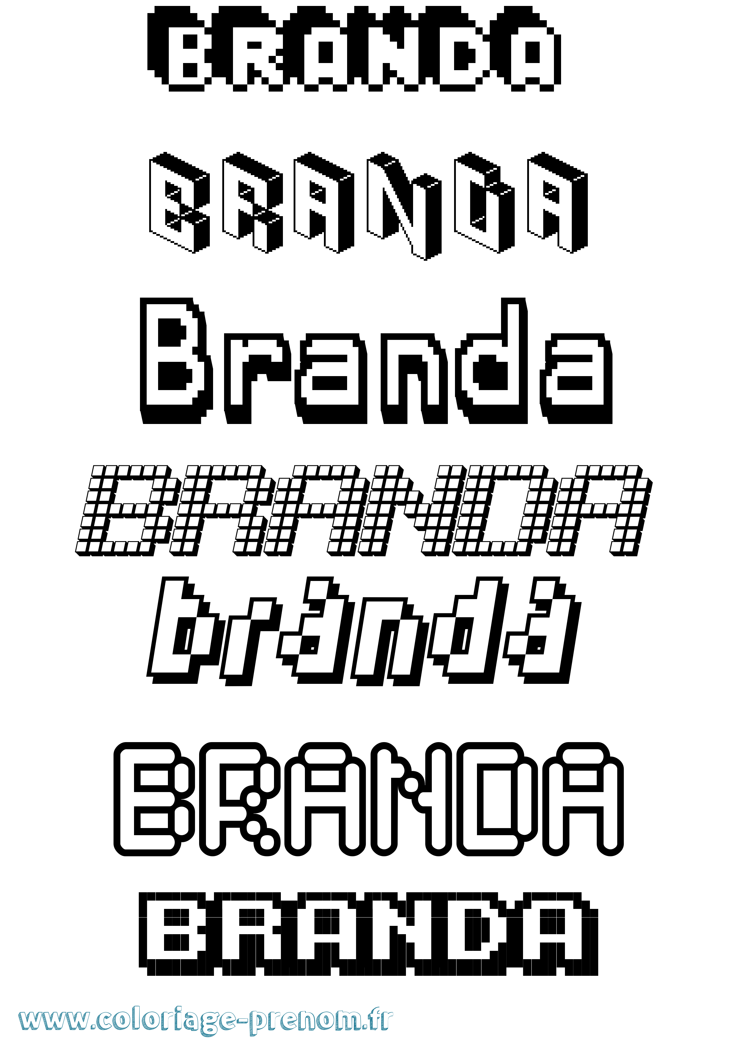 Coloriage Branda Pixel Coloriage prénom Branda Pixel
