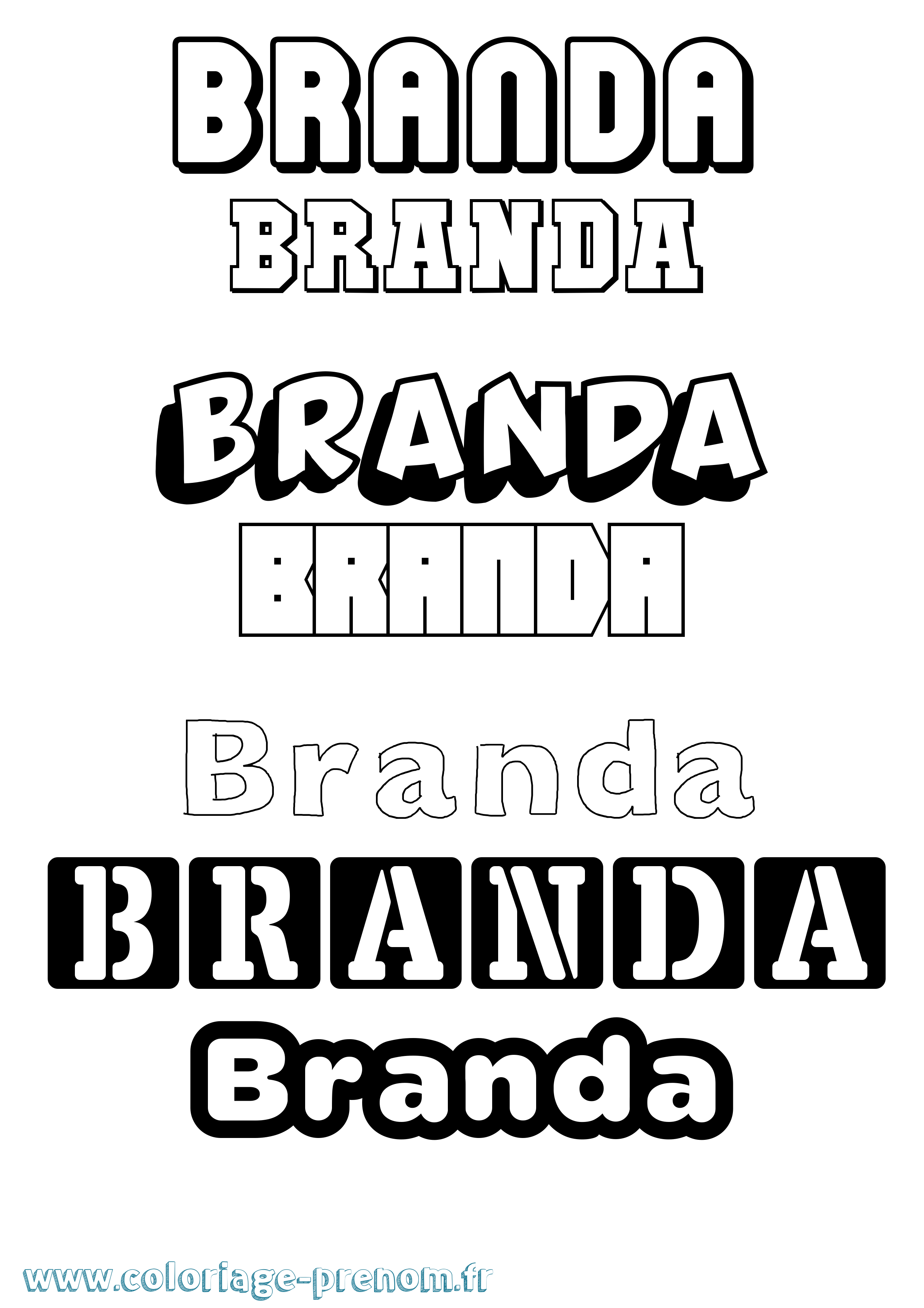 Coloriage Branda Simple Coloriage prénom Branda Simple