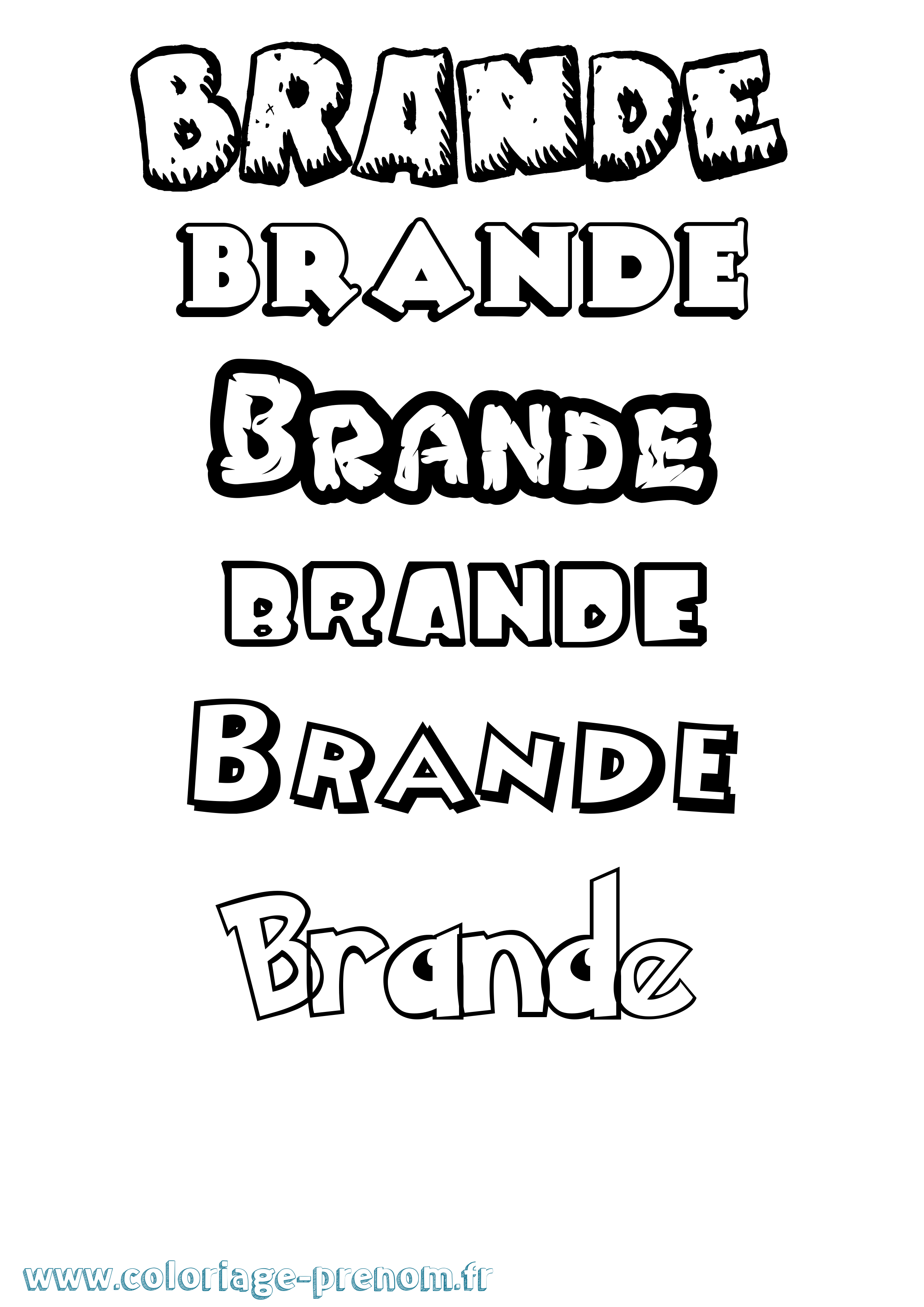 Coloriage Brande Dessin Animé Coloriage prénom Brande Dessin Animé
