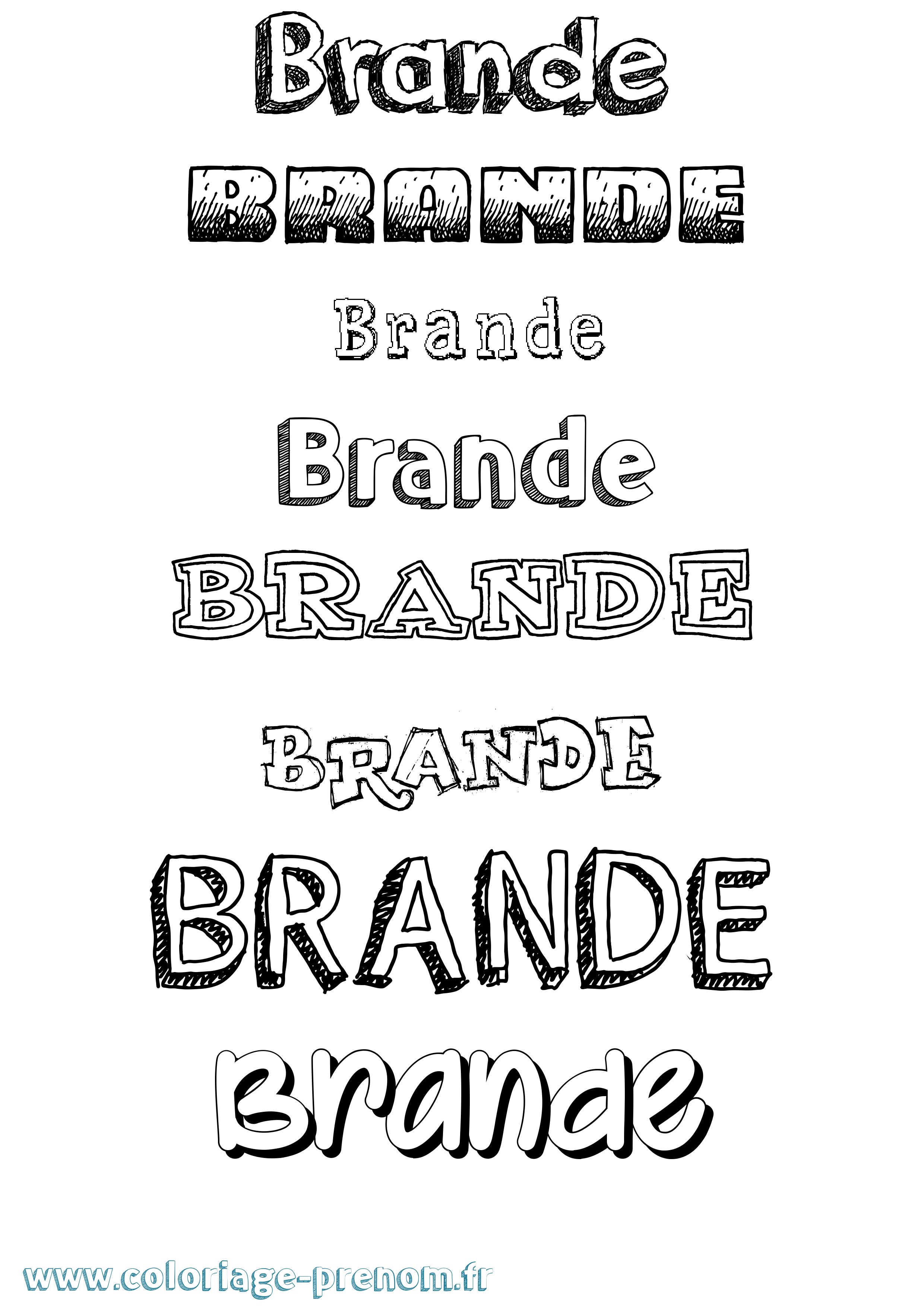 Coloriage Brande Dessiné Coloriage prénom Brande Dessiné