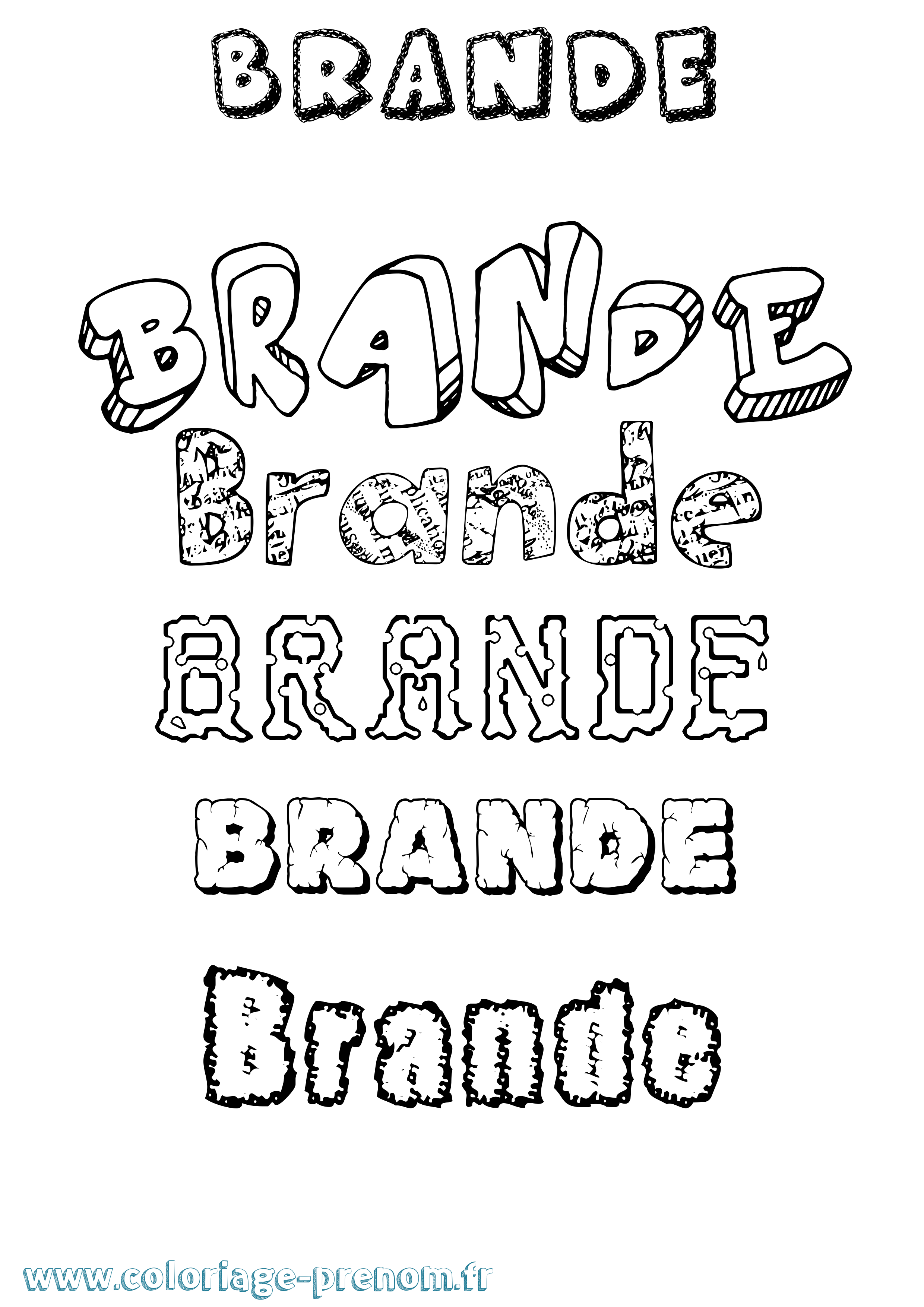 Coloriage Brande Destructuré Coloriage prénom Brande Destructuré